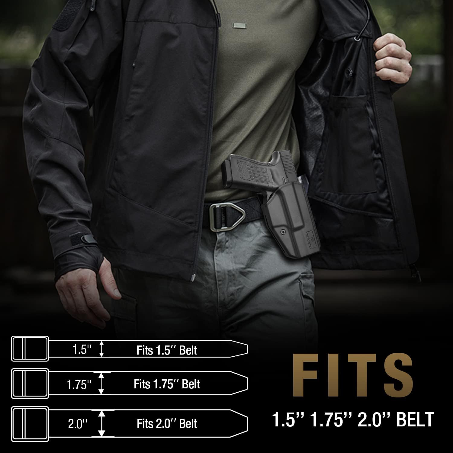 OWB Holster Compatible with G17 Gen3-5 G17 Gen4 MOS G17 Gen5 MOS G19 Gen3-5 G19 Gen4 MOS G19 Gen5 MOS Glock 26 Gen3-5 G34 G19X G34 Gen5 G44 G45 MOS. Outside Waistband Carry Holster with Level I Retention-Right Hand GUN & FLOWER