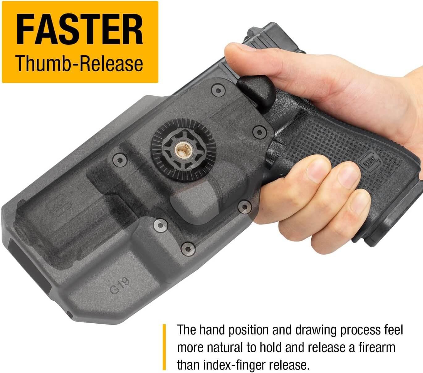 OWB Holster Fits M&P Shield with Integrated Crimson Trace Laser, Level 2 Retention Thumb Release, 360 Degrees Adjustable Paddle, Right Hand Gun & Flower