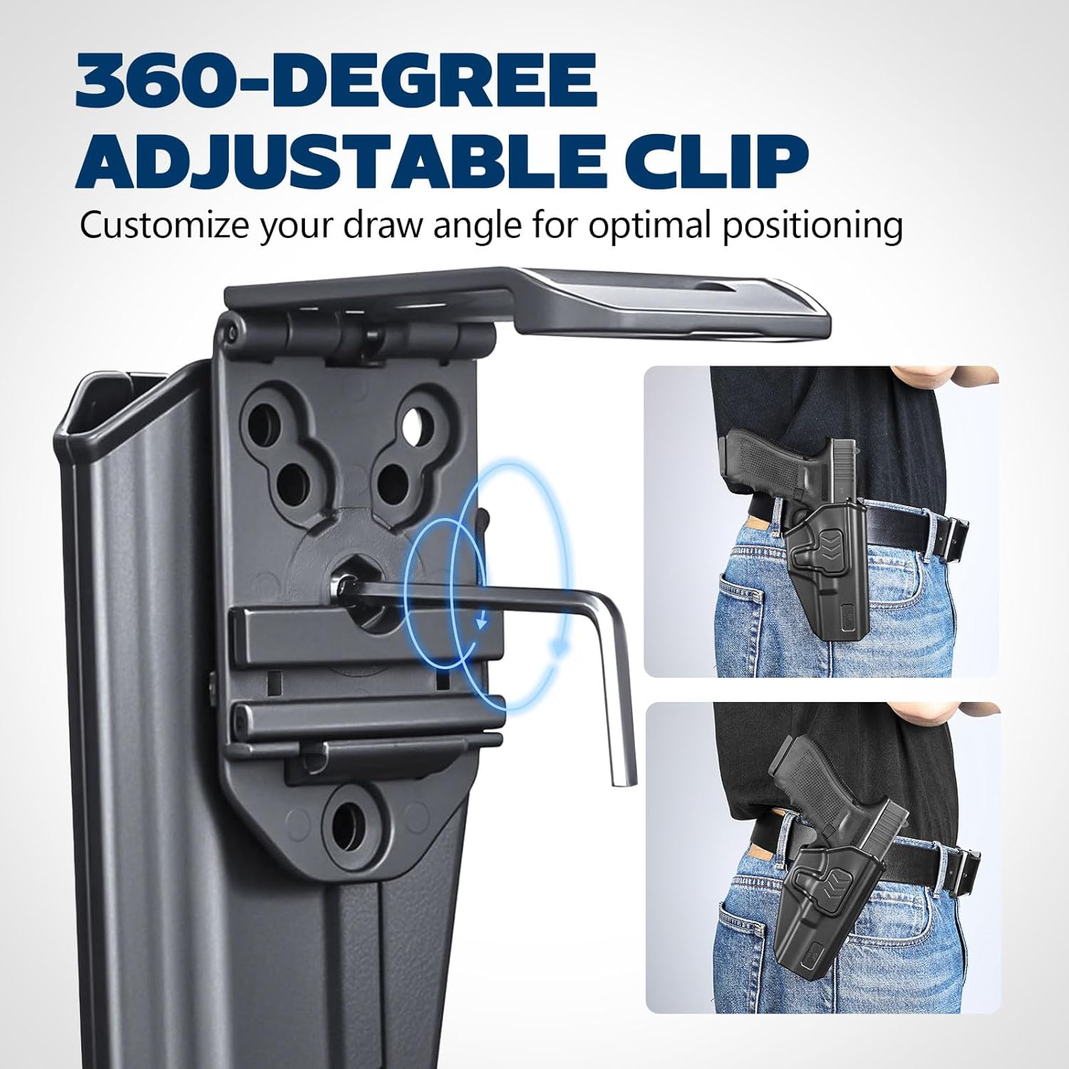 GUN & FLOWER OWB Holster Fits Glock 17 Gen 3-5, Glock 22/31 Gen 3-4, Glock 44/45, Outside Waistband Carry Belt Clip w/Molle Adapter, Level II Index Finger Release, 360 Degrees Adjustable, Right Hand