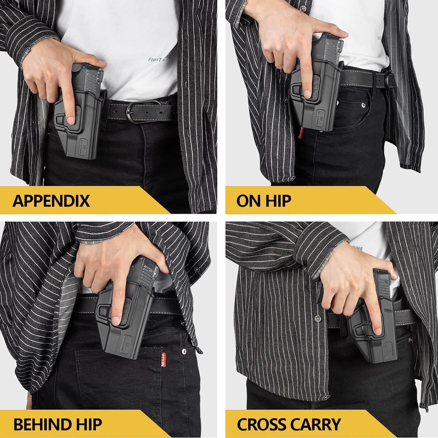 Springfield Hellcat Micro-Compact 3'' 9mm Holster, Outside Waistband Carry OWB Holster,Adjustable Cant/Index Finger Release, Right Hand Gun & Flower