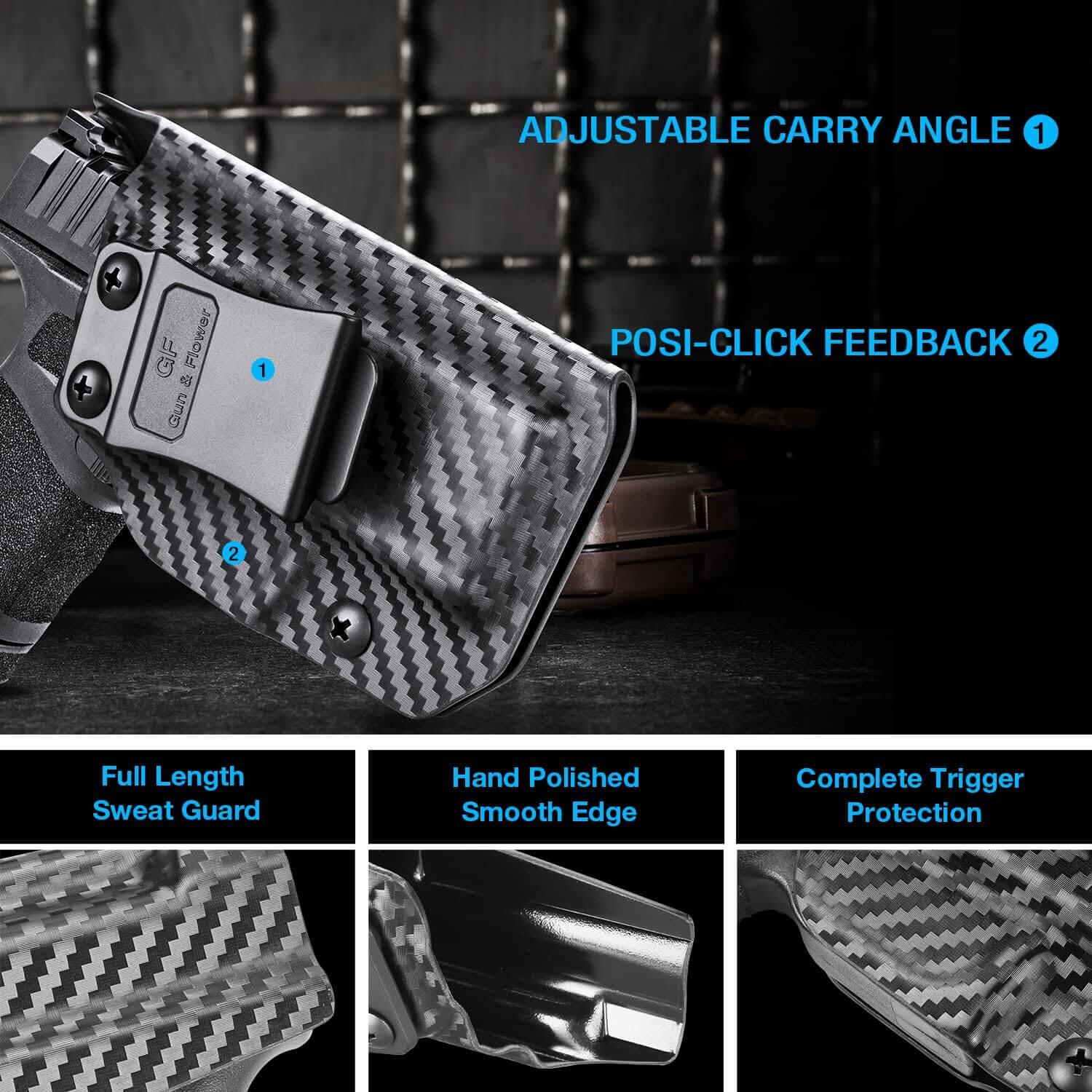 Hellcat Carbon Fiber Texture IWB Kydex Holster, Fit Hellcat 3" Micro-Compact 9mm Pistol, Right Hand | Gun & Flower Gun & Flower