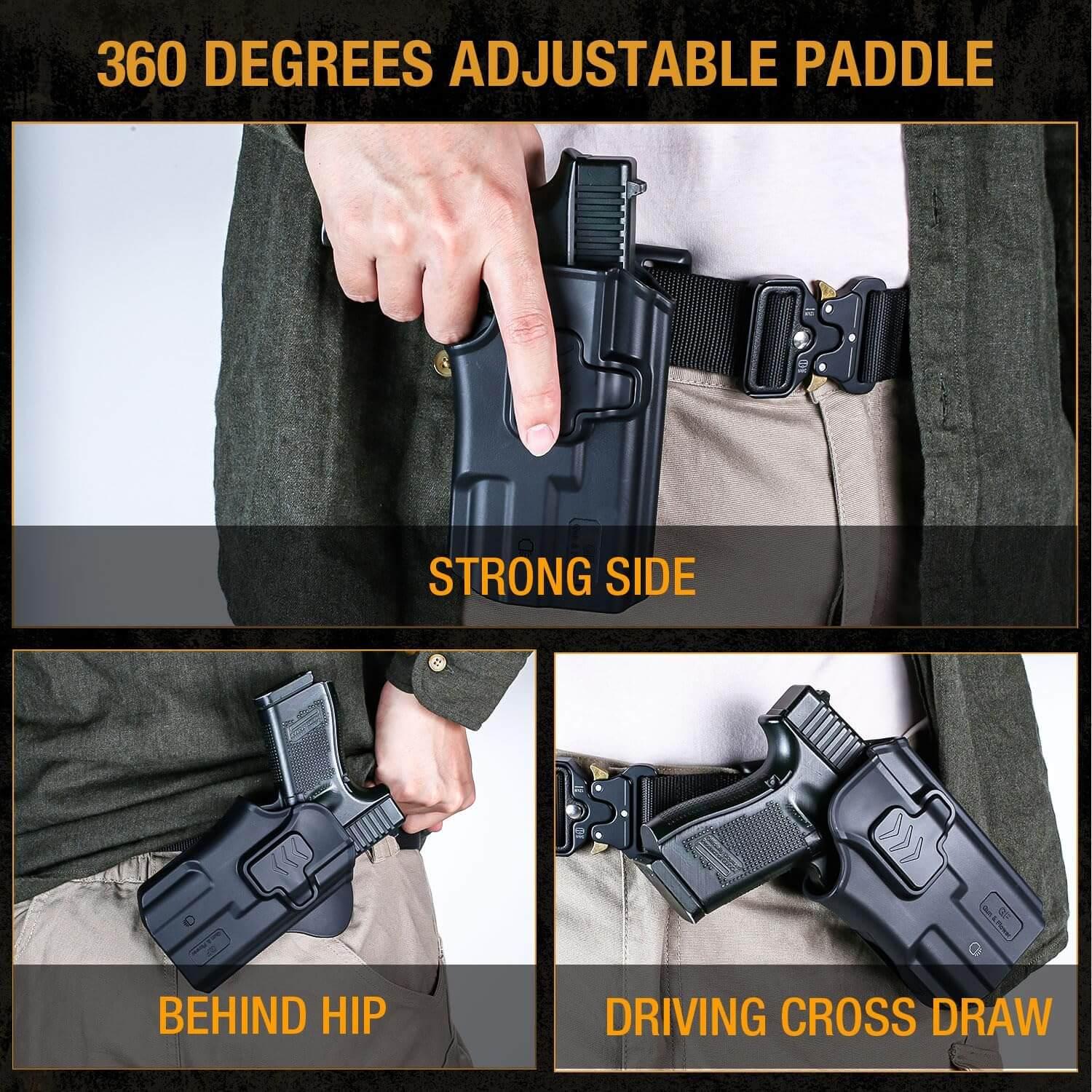 OWB Holster Fit Glock 19/19X/44/45 (gen 1-5) & Glock 23/32 (gen 3-4) with Streamlight TLR8/TLR8A, Outside Waistband Holster|Gun & Flower Gun & Flower