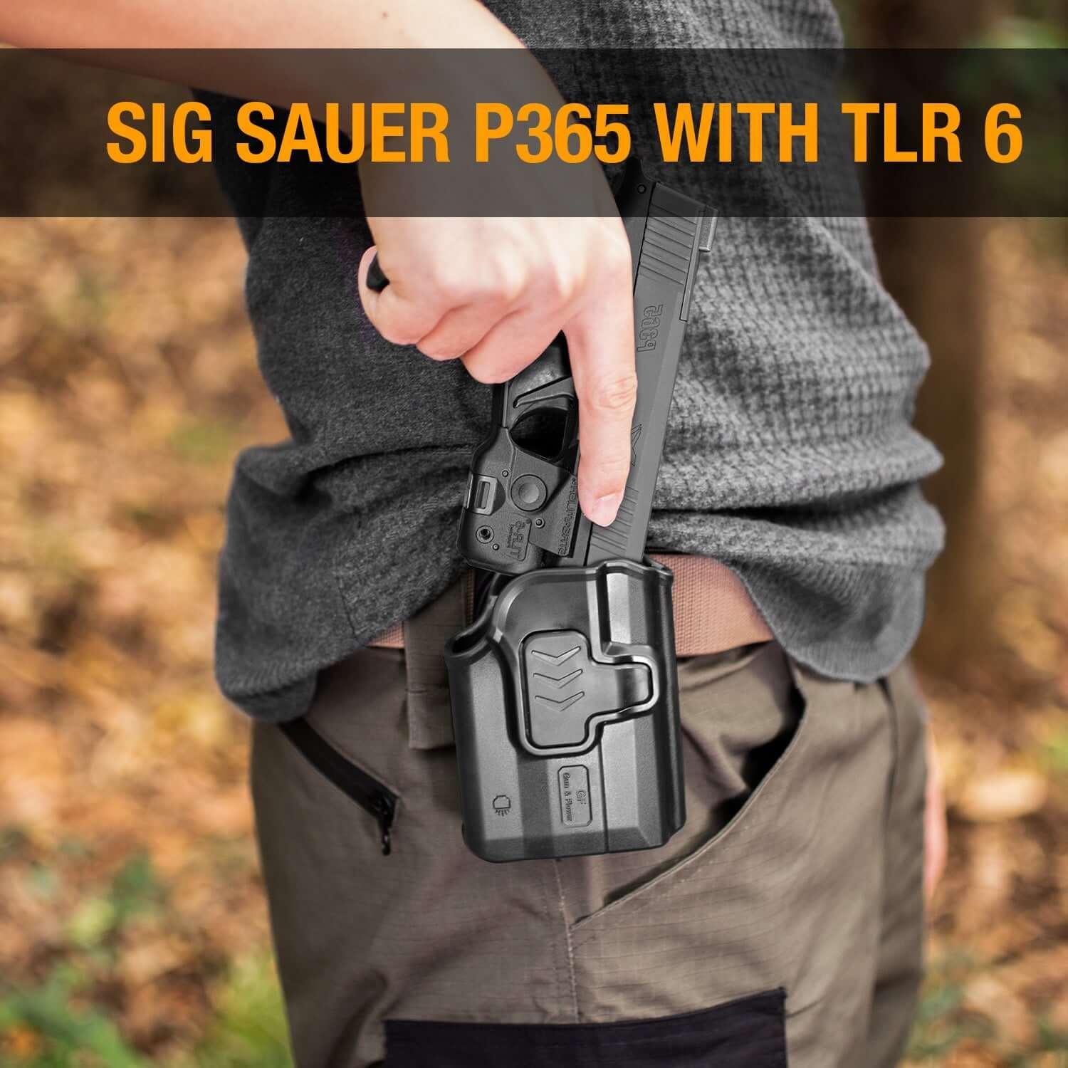 Level II Sig P365 TLR6 OWB Holster Compatible with: Sig Sauer P365 Nitron Micro-Compact/P365 SAS with Streamlight TLR-6/TLR-6HL/TLR-6HL Pistol Gun & Flower