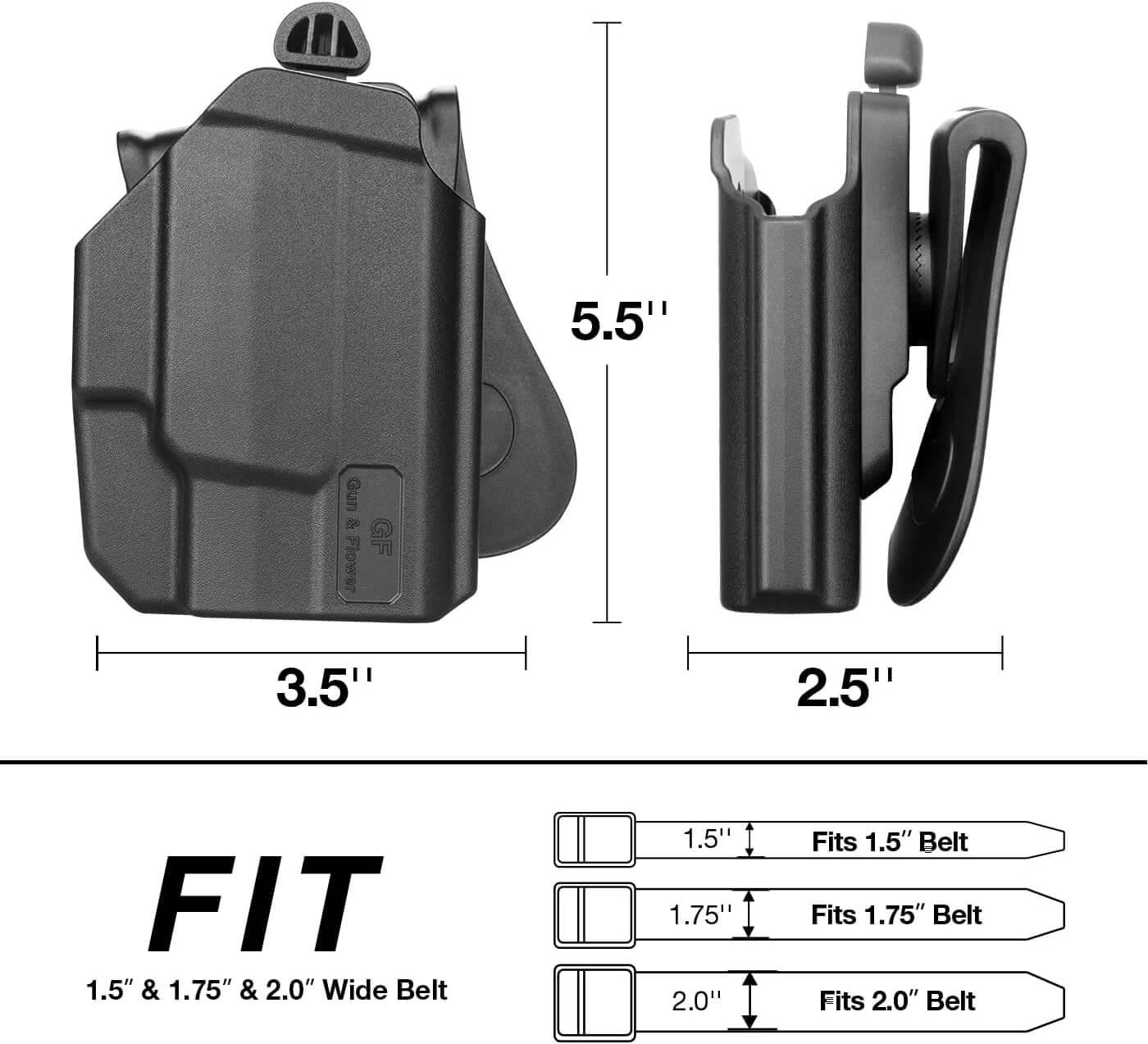 OWB Holster Fits M&P Shield with Integrated Crimson Trace Laser, Level 2 Retention Thumb Release, 360 Degrees Adjustable Paddle, Right Hand Gun & Flower