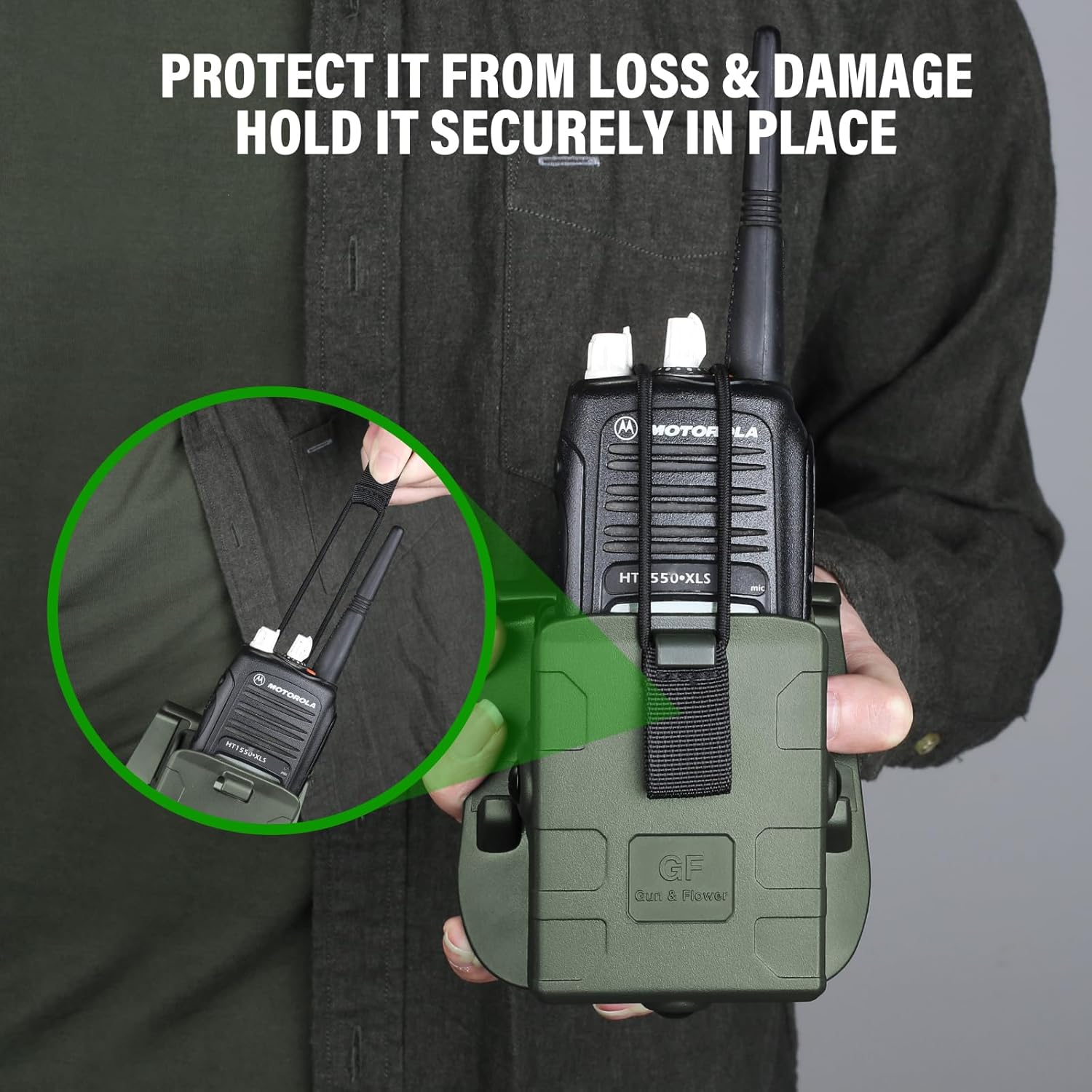 Gun & Flower Universal Tactical Radio Holster for Two-Way Walkie Talkies, Radio Pouch for Motorola, Kenwood, HYTERA Many Types, Accessories, Adjustable Storage with 1 Pack GUN & FLOWER