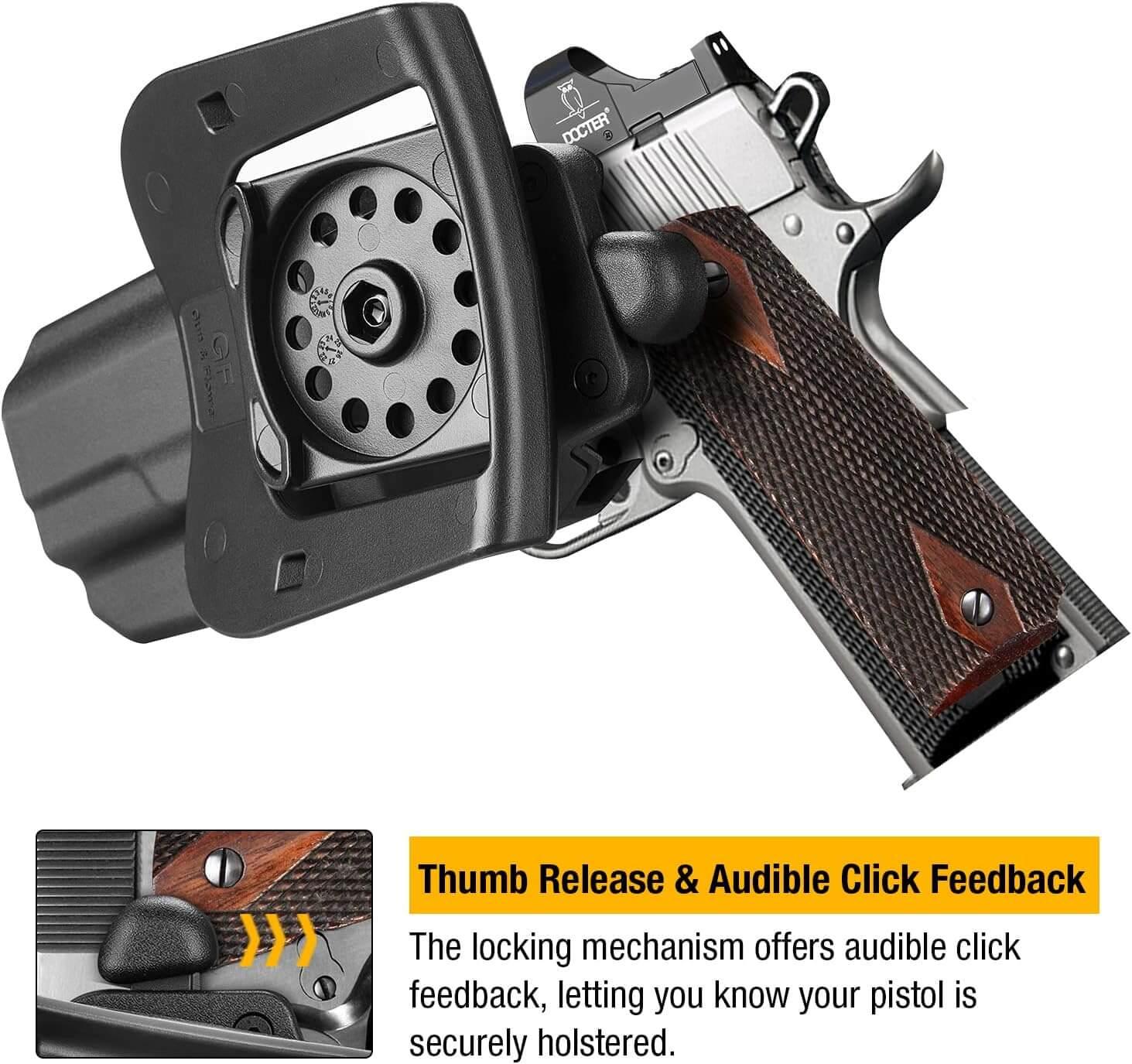 1911 Thumb Release Polymer OWB Paddle Holster, Right Hand | Gun & Flower Gun & Flower