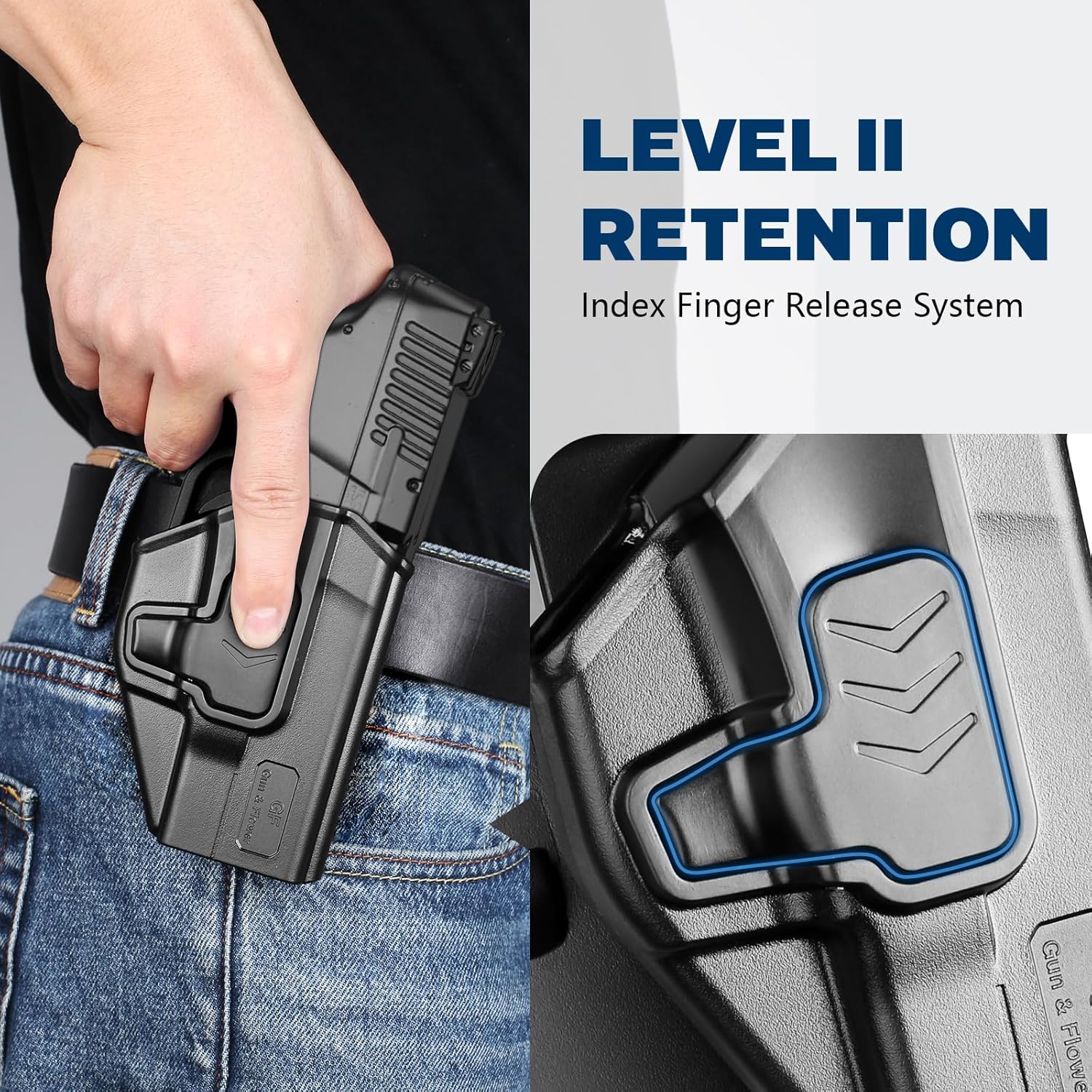 GUN & FLOWER OWB Holster Fits Taurus G2C Taurus G2S Taurus G3C Taurus PT111 Millennium G2 Taurus PT140 Millennium G2, Outside Waistband Carry Belt Clip w/Molle Adapter, Level II Index Finger Release, 360 Degrees Adjustable, Right Hand polymerholster