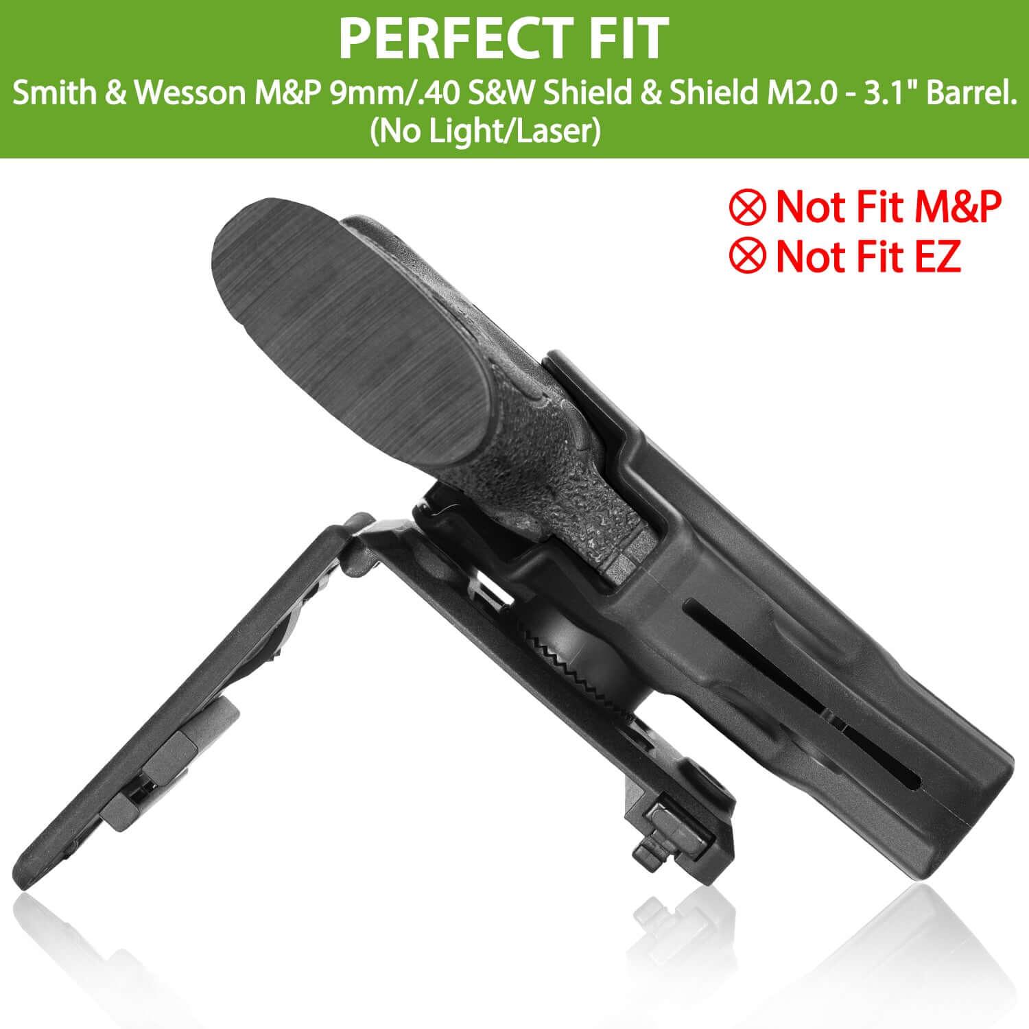M&P Shield Holster, Polymer OWB Holster Fit Smith & Wesson M&P 9mm/.40 S&W Shield & Shield M2.0, No Button/Fast Draw/Quick Release Holster, 360 Degrees Adjustable/Trigger Lock System. Right Hand|Gun&Flower Gun & Flower
