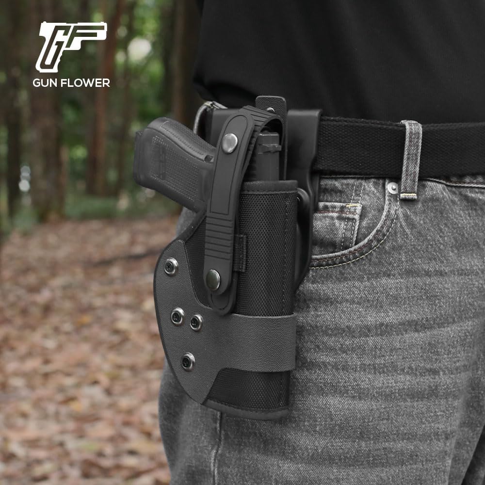 Gun & Flower OWB Nylon PE Level II Holster for Glock 17 19 19x 22 23 31 32 44/45/43/43X/48/Taurus G2C/G3C/Millennium G2 PT111/PT140, S&W M&P Shield 9mm/ M&P Shield M2.0 9mm GUN & FLOWER