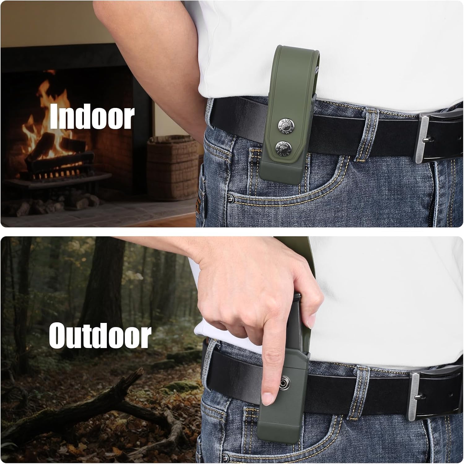 Double Stack Magazine Pouch for Glock 17/19/19X, Sig P320/P365, M&P, Taurus G2C – Fits 9mm/.40 Mags, Belt & MOLLE Compatible, with Removable Retention Strap, Green Polymer Mag Carrier