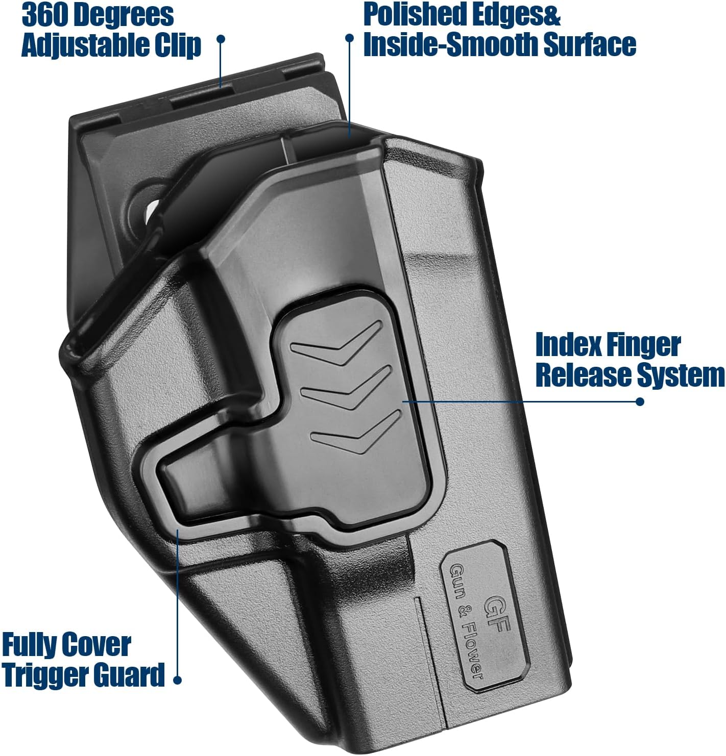 GUN & FLOWER OWB Holster Fits Taurus G2C Taurus G2S Taurus G3C Taurus PT111 Millennium G2 Taurus PT140 Millennium G2, Outside Waistband Carry Belt Clip w/Molle Adapter, Level II Index Finger Release, 360 Degrees Adjustable, Right Hand polymerholster