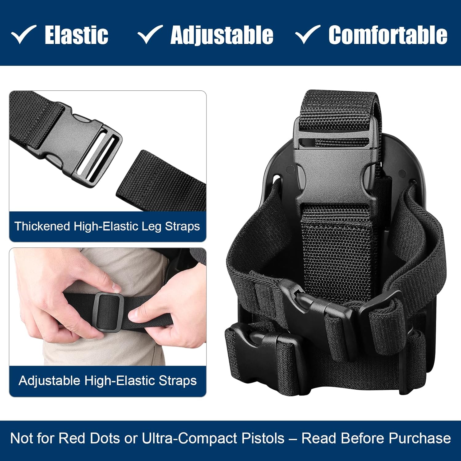 Universal Adjustable Drop Leg Holster - Fits Glock 17 19 22 23 26 Gen3-5, Taurus G2C G3C G3 XL, Beretta 92FS PX4 APX, M&P 9MM Compact, Canik TP9 SF Elite, CZ P07 P09 P10C | Tactical Thigh Platform (No Optic)