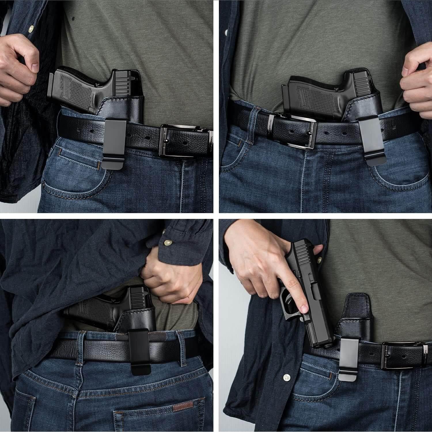 Handmade Leather Hellcat Holster, Concealed Carry Springfield Hellcat Holster, Full Grain Leather IWB Custom Made Springfield Armory Hellcat Holster, Inside Waistband, Right Hand| Gun &Flowers Gun & Flower