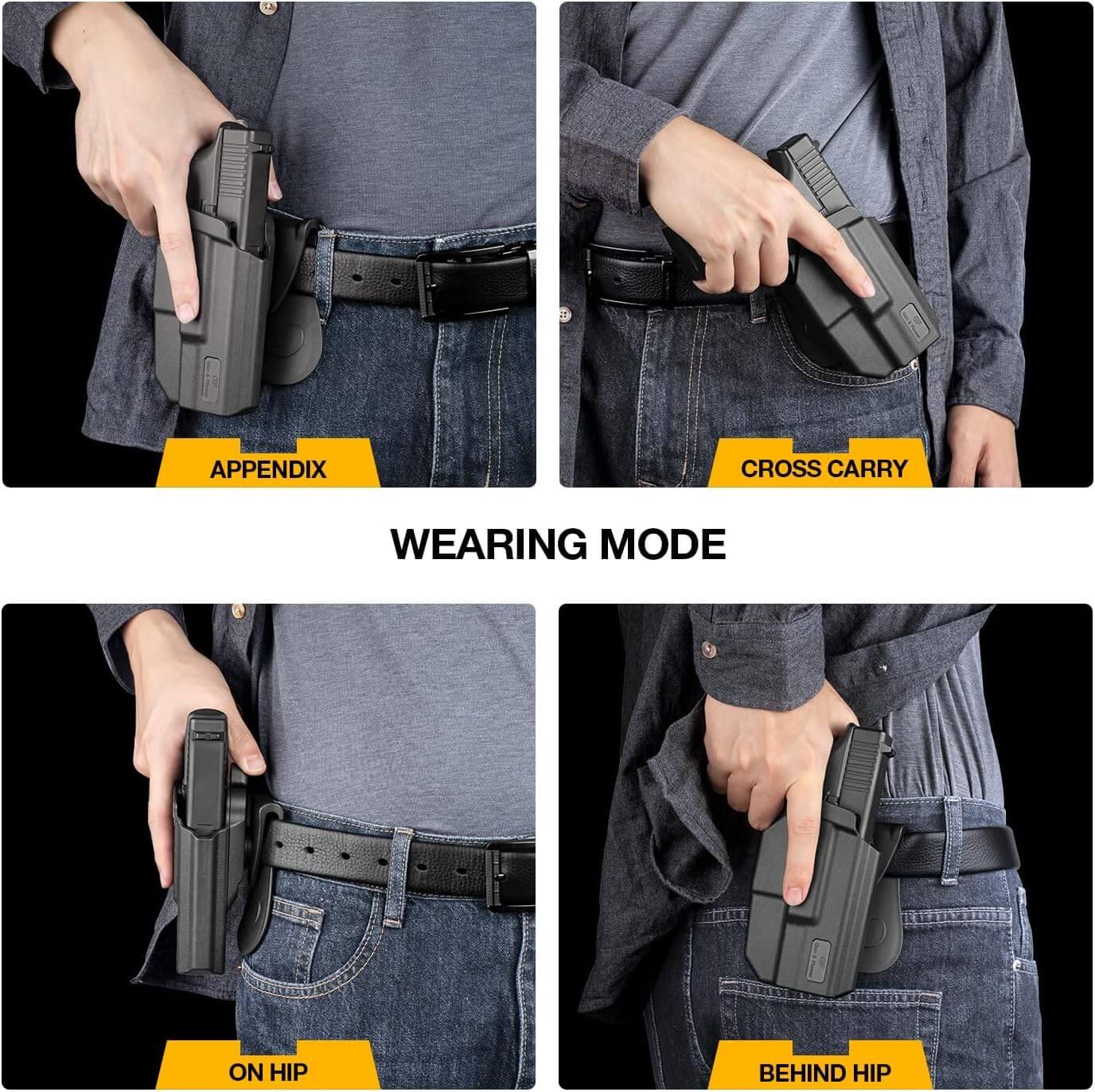 OWB Holster Fits M&P Shield with Integrated Crimson Trace Laser, Level 2 Retention Thumb Release, 360 Degrees Adjustable Paddle, Right Hand Gun & Flower