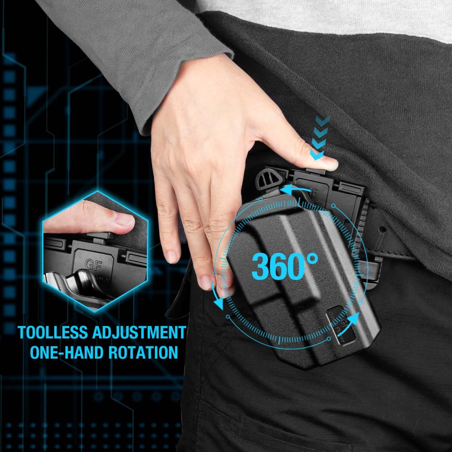 Glock 19 Holster, Level II Retention OWB Holster for Glock19 19X 32 44 45(Gen 3 4 5) 丨Glock23(Gen 3 4), Belt Loop Attachment, Outside Waistband Carry, Thumb Release,right hand|Gun & Flower Gun & Flower
