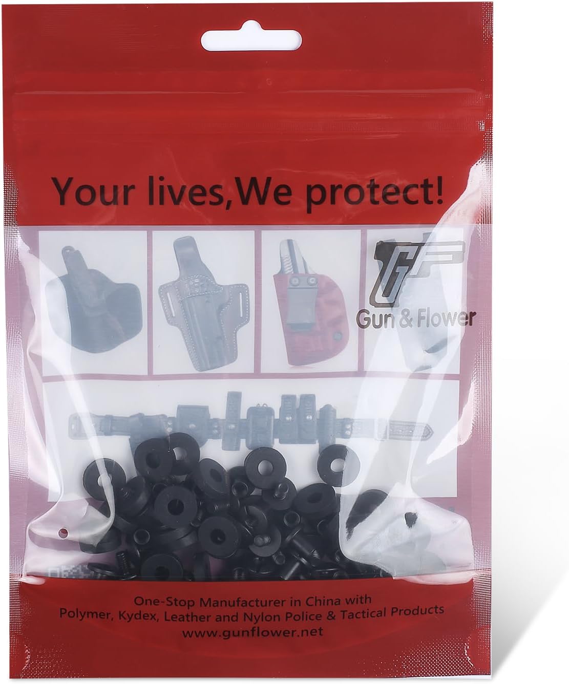 24 Sets Black Chicago Screws for DIY Kydex/Leather Holsters, Clips & Knife Sheaths - Includes Phillips Truss Heads, Slotted Fasteners & Rubber Spacers | Secure Fit, Anti-Loosening
