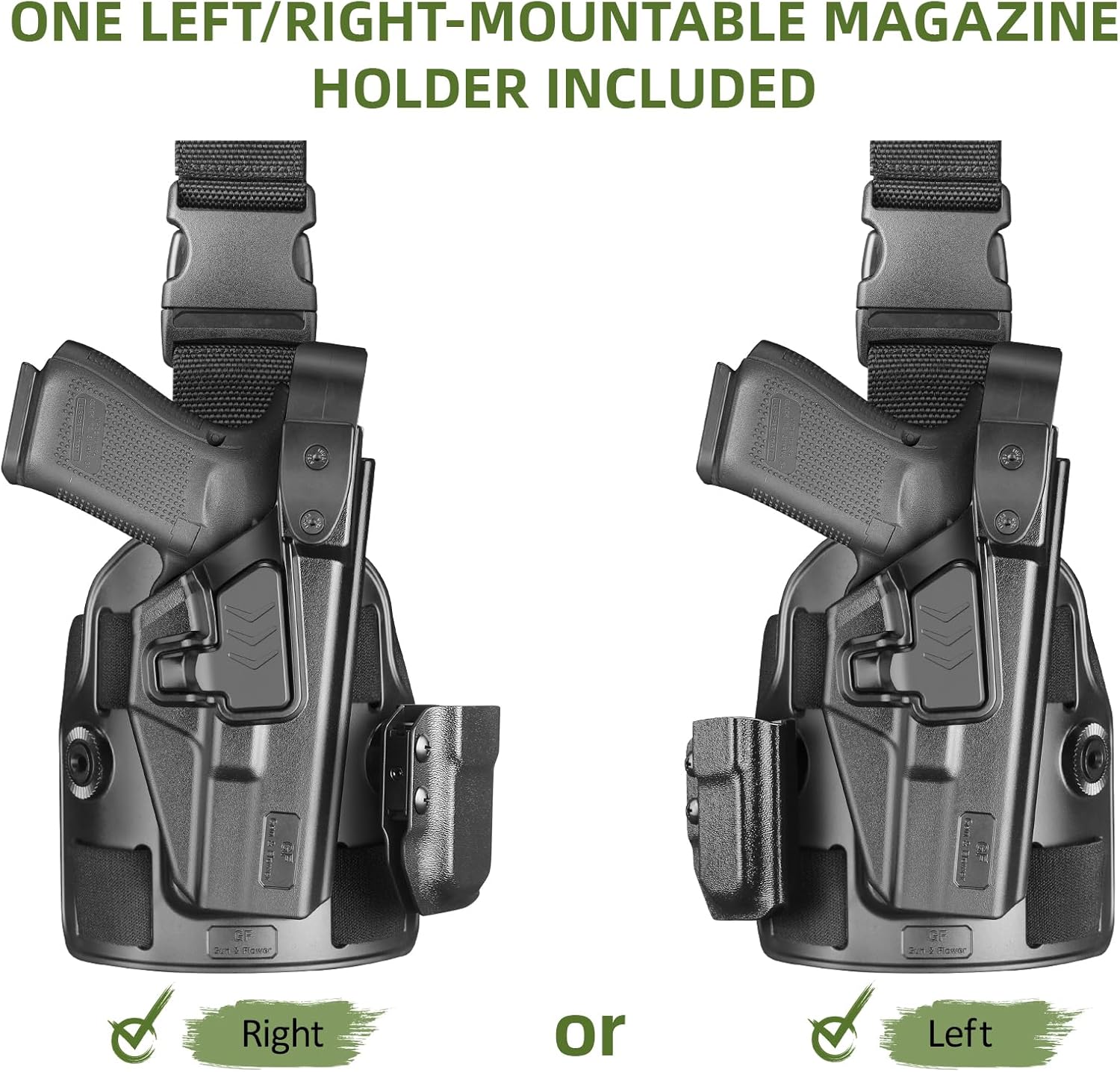 Level III Retention G17 Drop Leg Holster with Single Mag Holder – Fits Glock 17/19 (Gen 3-5), Glock 22/23/31/32 (Gen 3-4), Glock 19X/44/45 – Tactical Thigh Holster Adjustable Right Hand polymerholster