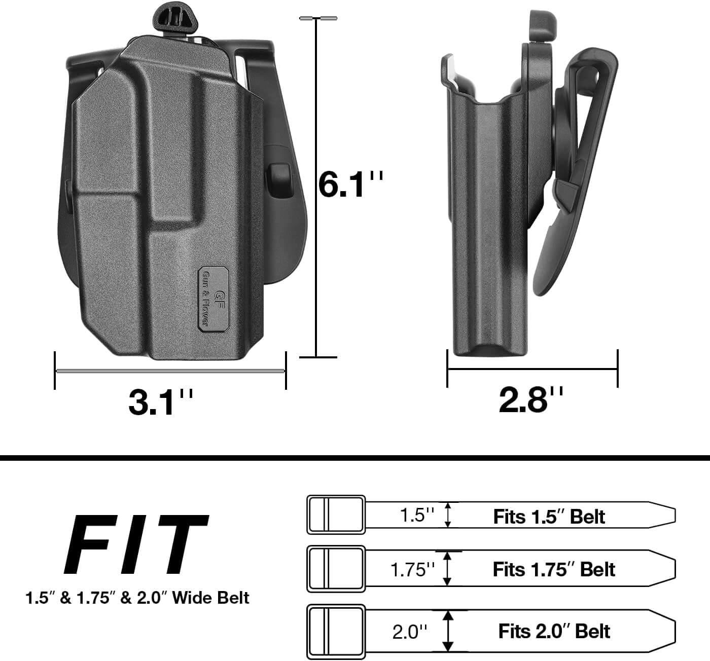 OWB Thumb Release Holster Fit Glock G17 Gen3-5 G17 Gen4 MOS G17 Gen5 MOS G19 Gen3-5 G19X G19 Gen4 MOS G19 Gen5 MOS G23 Gen3-4 G22 Gen3-4 G31 Gen3-4 G32 Gen3-4 G44 G45 G45 MOS,Compatible with Red Dot/Optics, Right Handed Gun & Flower