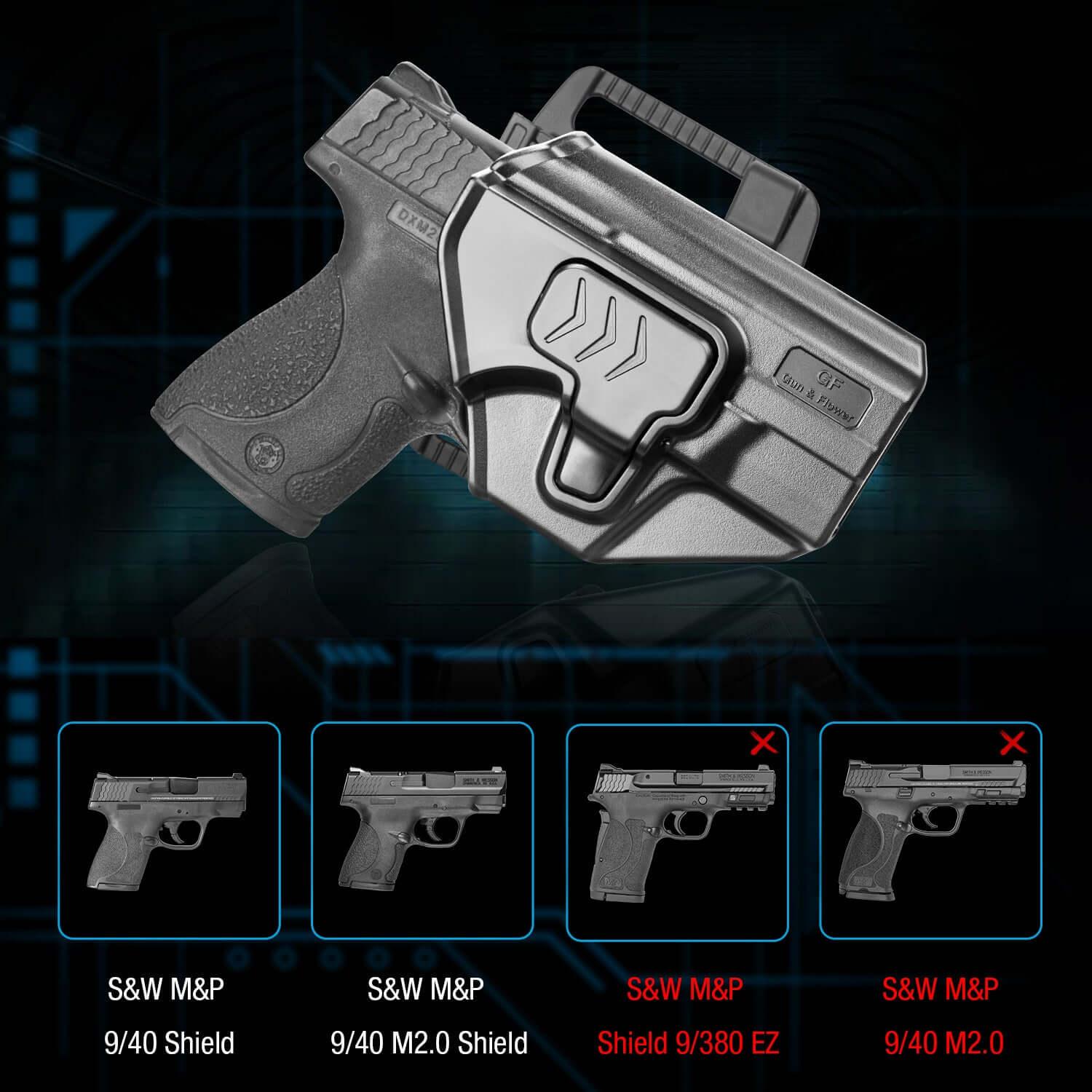 Level II Retention OWB Holster for M&P Shield 9MM, Belt Loop Attachment, Quick Mounting/Dismounting|Gun & Flower Gun & Flower
