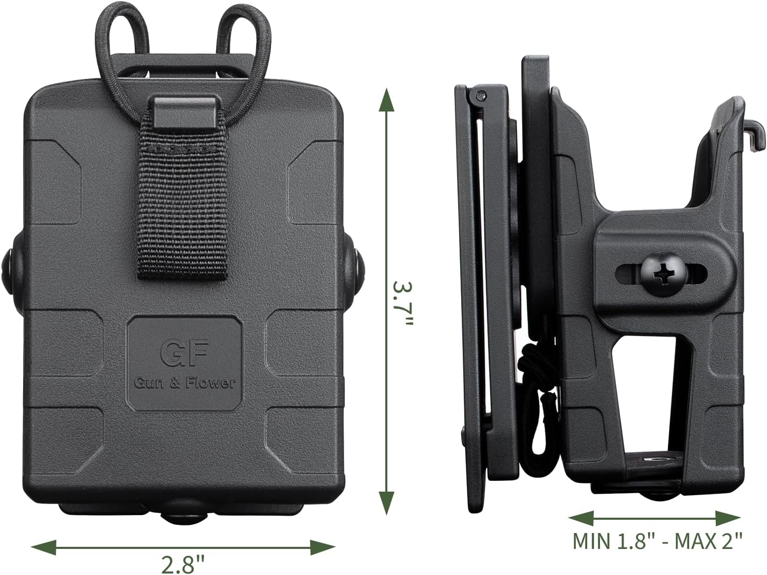 Gun & Flower Molle – Durable Black for Radios, Secure Fit, Easy Attachment for Outdoor, Tactical, and Work Use GUN & FLOWER