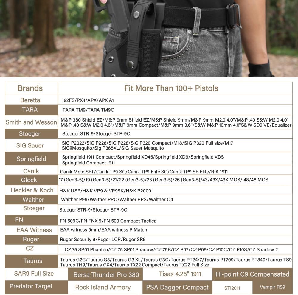 Gun & Flower OWB Nylon PE Level II Holster for Glock 17 19 19x 22 23 31 32 44/45/43/43X/48/Taurus G2C/G3C/Millennium G2 PT111/PT140, S&W M&P Shield 9mm/ M&P Shield M2.0 9mm GUN & FLOWER