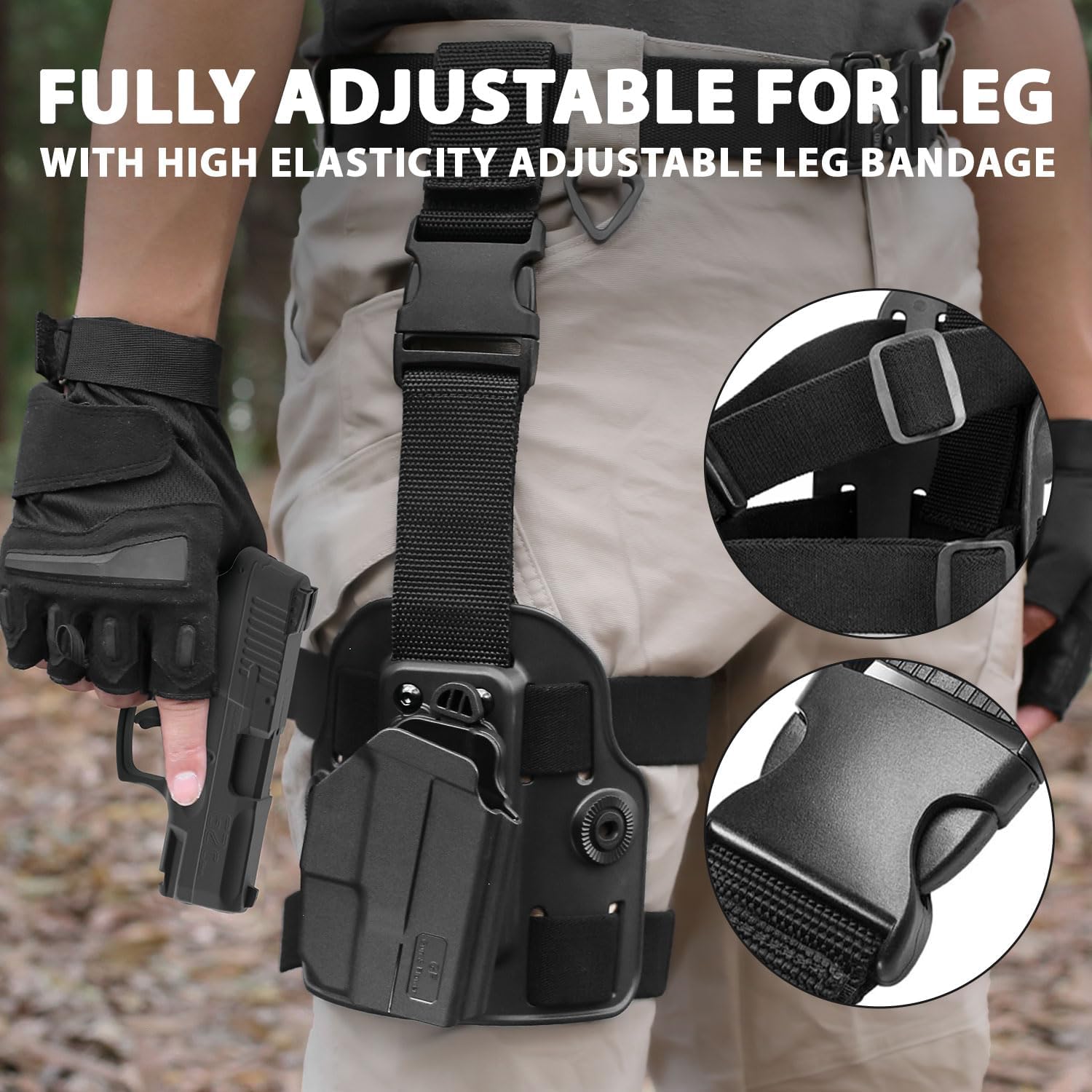 Level II G2C Drop Leg Holster Compatible with Taurus G2C/G3C, Taurus Millennium G2 PT111/PT140, Polymer Drop Leg Platform Holster, Thumb Release Holster GUN & FLOWER