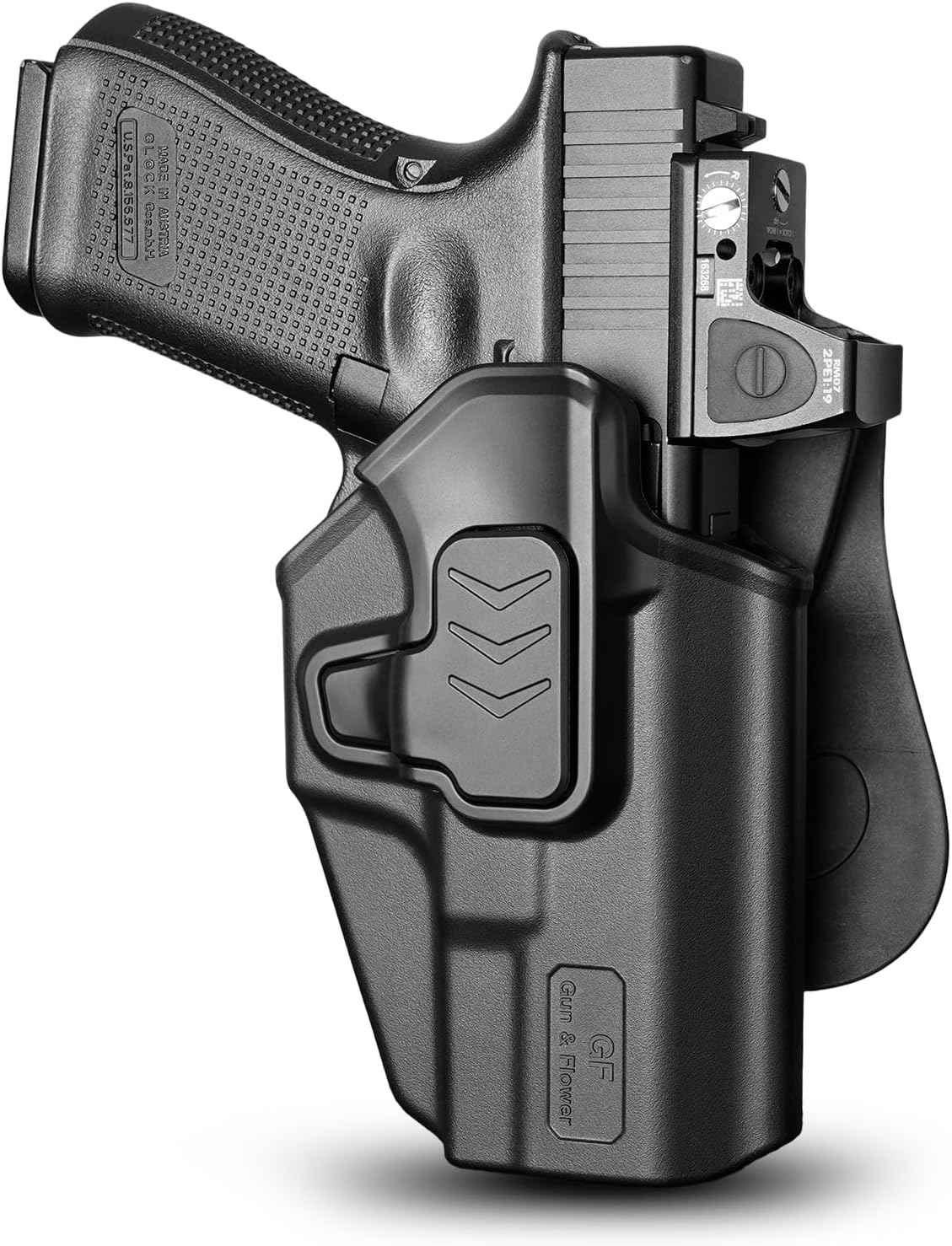G19 OWB Index Finger Release Holster for Glock 19 G26 Gen 3 4 5, 19X 23 Gen 3 4, G 32 44 45 丨 Level II Retention, 360° Adjustable丨Optic-Compatible Option Available