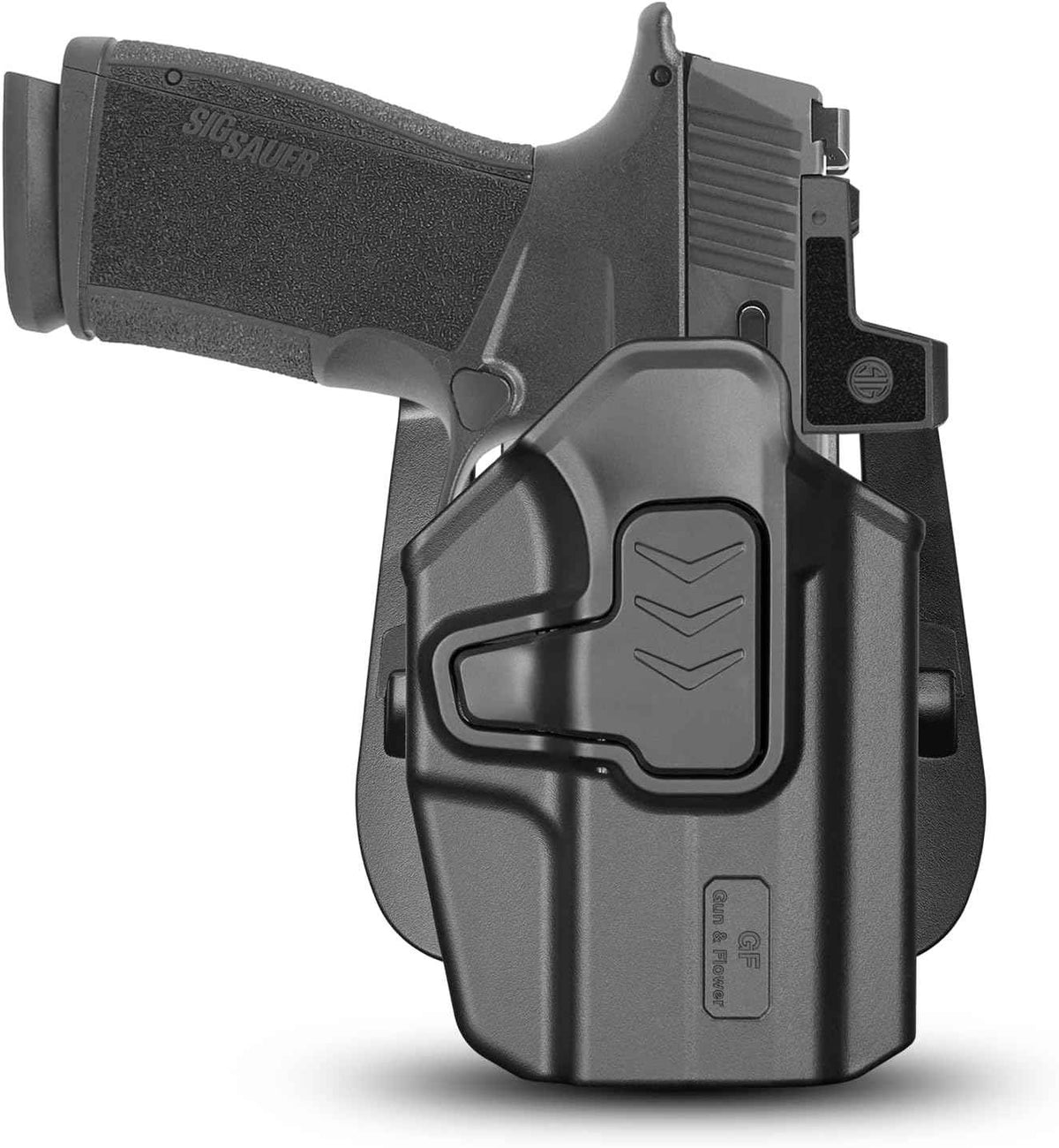 Sig Sauer P365 X-Macro OWB Paddle Holster - Level II Retention, 360° Adjustable Paddle or Duty Belt Clip, Injection Molded Polymer Outside Waistband, Right Hand
