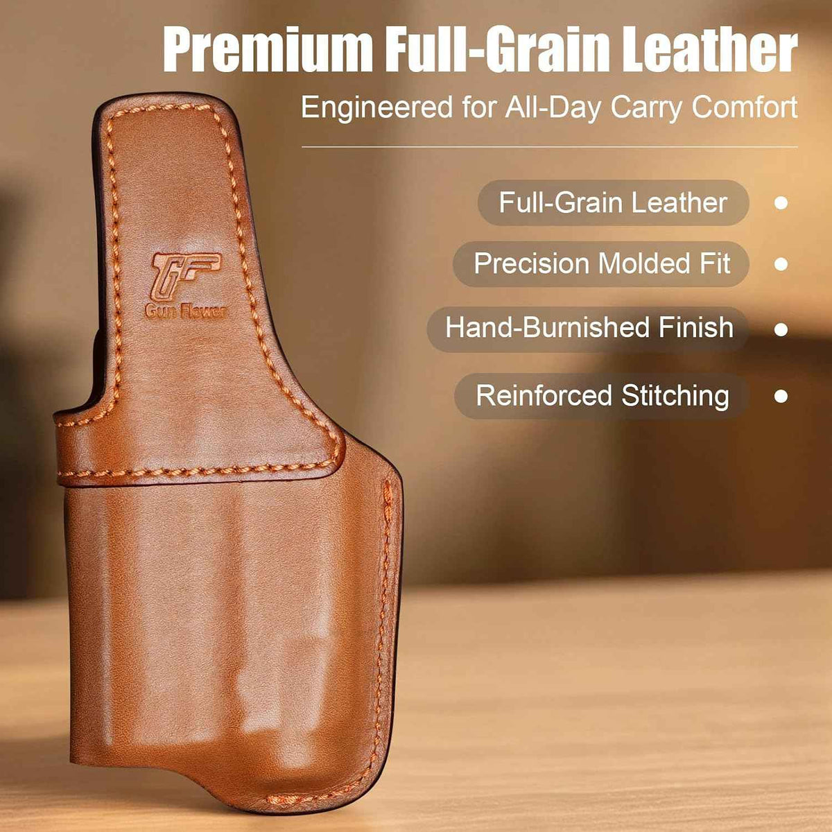 Sig Sauer P365 X-Macro IWB Leather Holster w/TLR-7 X Light - Light-Bearing Concealed Carry, Fits P365 X-MACRO / TACOPS / COMP, Optic Cut, 1.5"-1.75" Belts, Right Hand