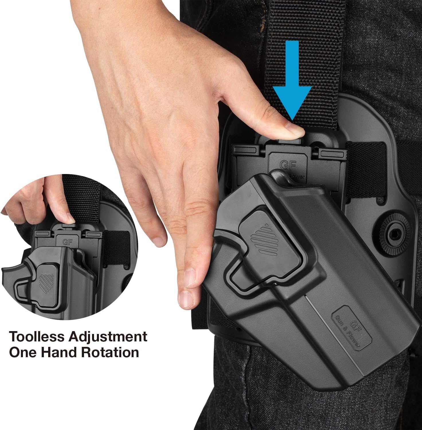 Level II Drop Leg Holster, Universal Holster for Sub-Compact Pistol, Fits Glock 43X MOS, G43X, Sig P365 XMacro P365XL P365, Taurus G3C G2C GX4, SCCY CPX 2 Gen3, Hellcat Pro, Ruger Security 9 SR9 GUN & FLOWER