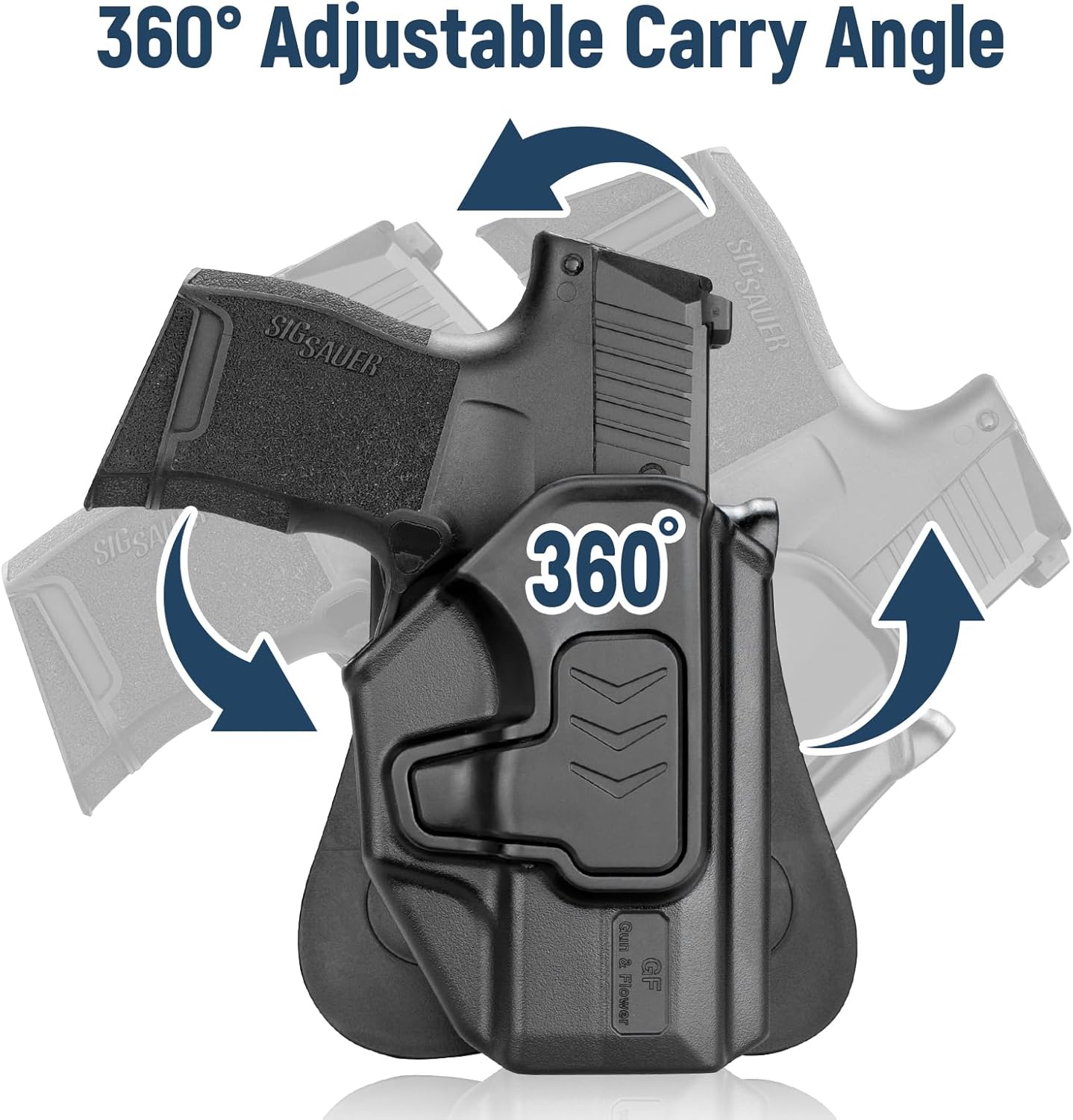 Gun & Flower OWB Paddle Holster with Silicone Backing, Compatible with P 365 / P365X / P365 SAS / P365 .380 ACP, Index Finger Release, 360° Adjustable Paddle, Outside Waistband Carry GUN & FLOWER