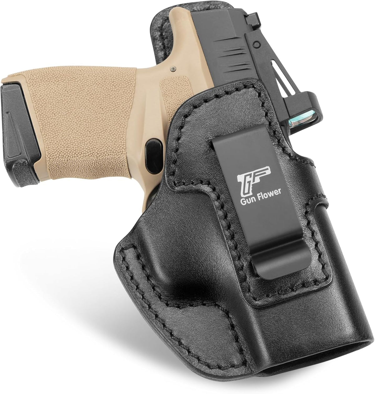 Ruger MAX-9 / PSA Dagger Micro / Springfield Hellcat / Hellcat OSP IWB Leather Holster - Optic Cut Concealed Carry, Fits 1.5"-1.75" Belt, Premium Leather Right Hand - GUN & FLOWER