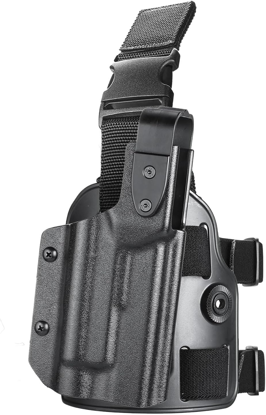 GUN & FLOWER Drop Leg Platform for Glock 17/19 (Gen3-5), Glock 22/23/31/32 (Gen3-4), Glock 19X/44/45 w/TLR-1 - Level 2 Holster + Mag Holes - Adjustable (No Mag Pouches) GUN & FLOWER