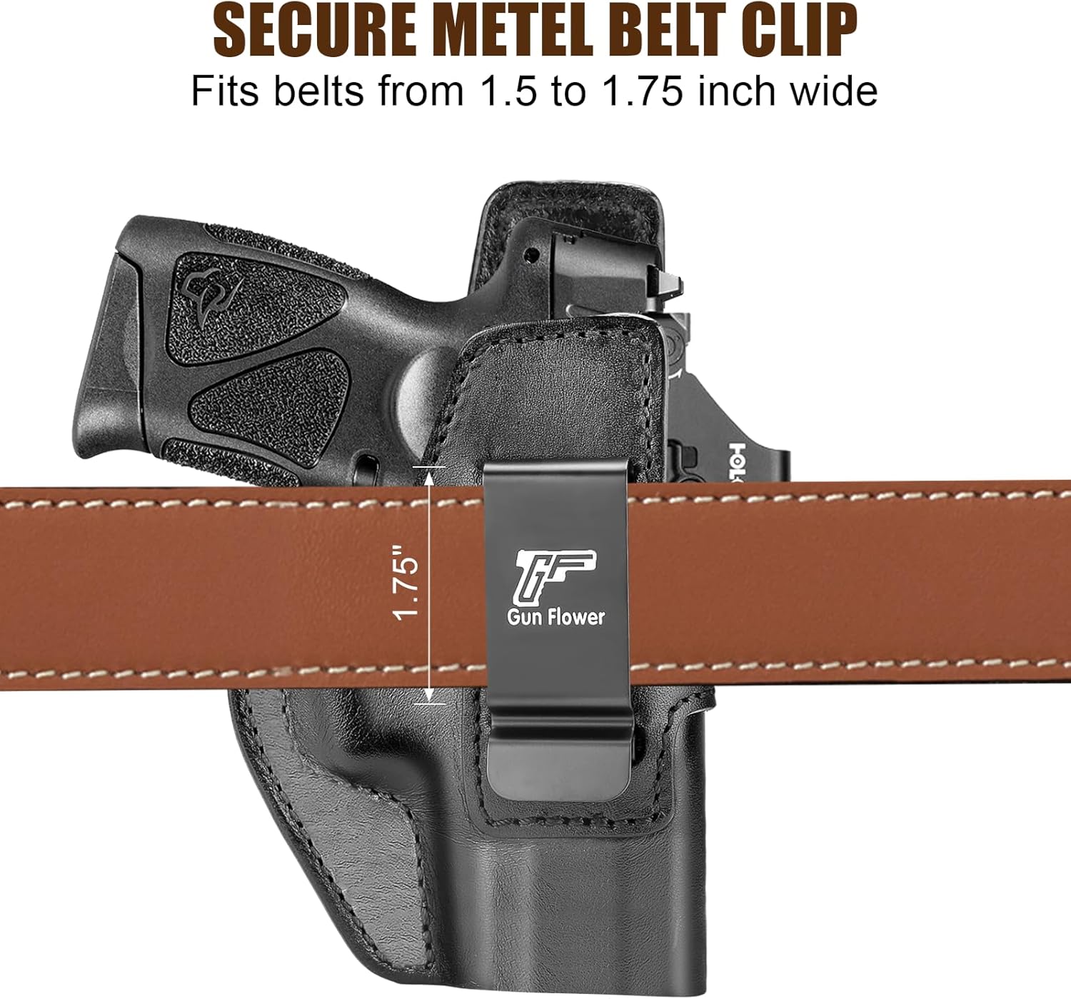 GUN & FLOWER Taurus G3C/G2C IWB Leather Holster - Premium Leather, Optic Cut & Appendix Concealed Carry, Fits 1.5"-1.75" Belts, Right Hand for G3C Toro/TX22 Compact/PT111/PT140 G2 GUN & FLOWER