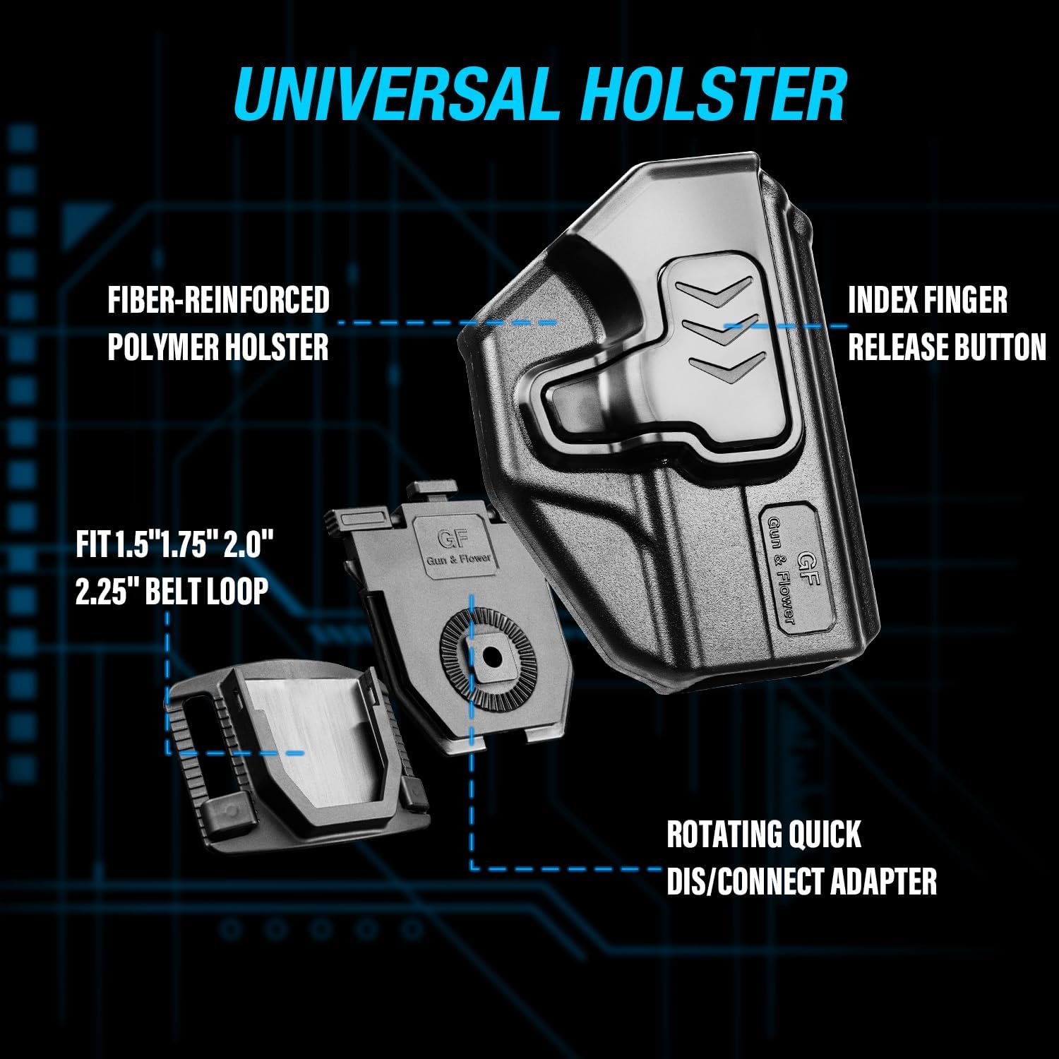 SD9VE & SD40VE Holster, Outside Waistband Holster for S&W SD9 VE & SD40 VE Pistol, Level II Retention, Index Finger Released, Angle adj, Quick Mounting/Dismounting, Right Hand, Fit 1.5-2.0''Belt GUN & FLOWER