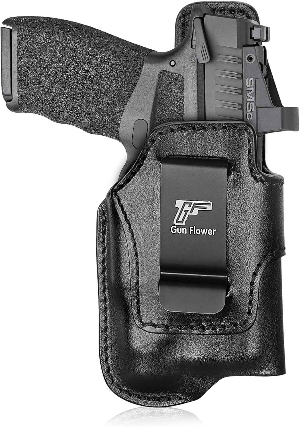 Black Leather Holster for Hellcat Pro w/TLR-7 X Sub, TLR-7 Sub & TLR-7 HL-X Sub | Optic Cut, IWB Light-Bearing Holster, Fits Hellcat Pro OSP/ Hellcat Pro Comp/ Hellcat Pro Threaded, Fits 1.5"-1.75" Belts