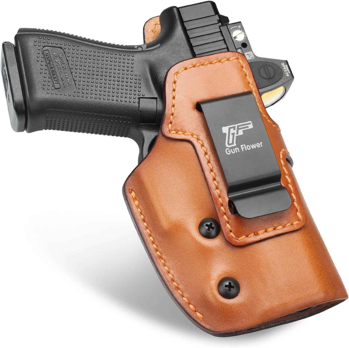 Glock 19/19X/23/32/45 Gen1-5 & MOS IWB Leather Holster - Optic Cut Custom Fit (Also PSA Dagger Compact & Ruger RXM), Premium Leather Concealed Carry, Fits 1.5"-1.75" Belt, Right Hand