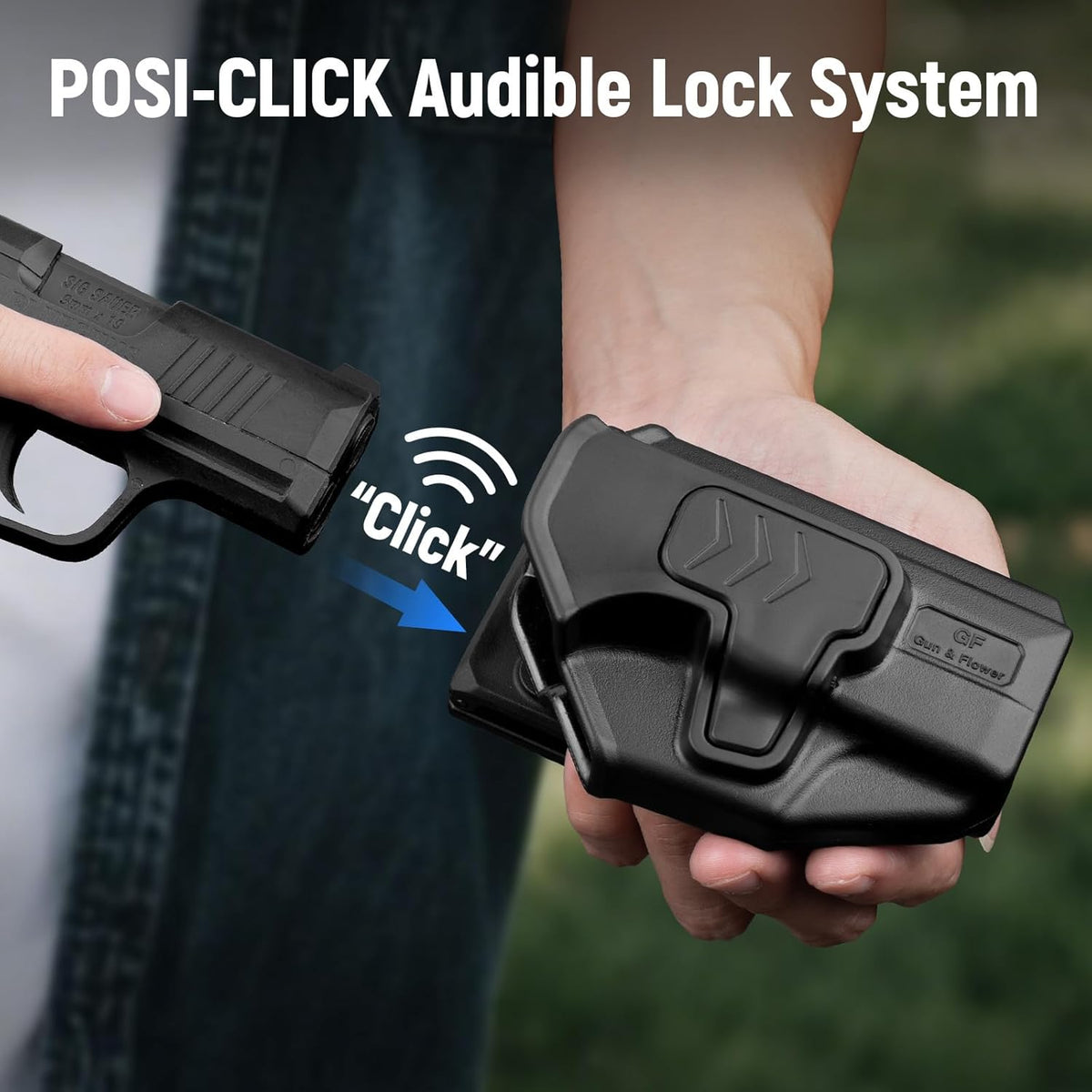 Gun & Flower Belt Clip Holster, OWB Holster for Sig Sauer P365 / P365X / P365 SAS / P365 .380, Index Finger Release, Adjustable Cant, Outside Waistband Carry, Not for XL or XMacro - Polymerholster