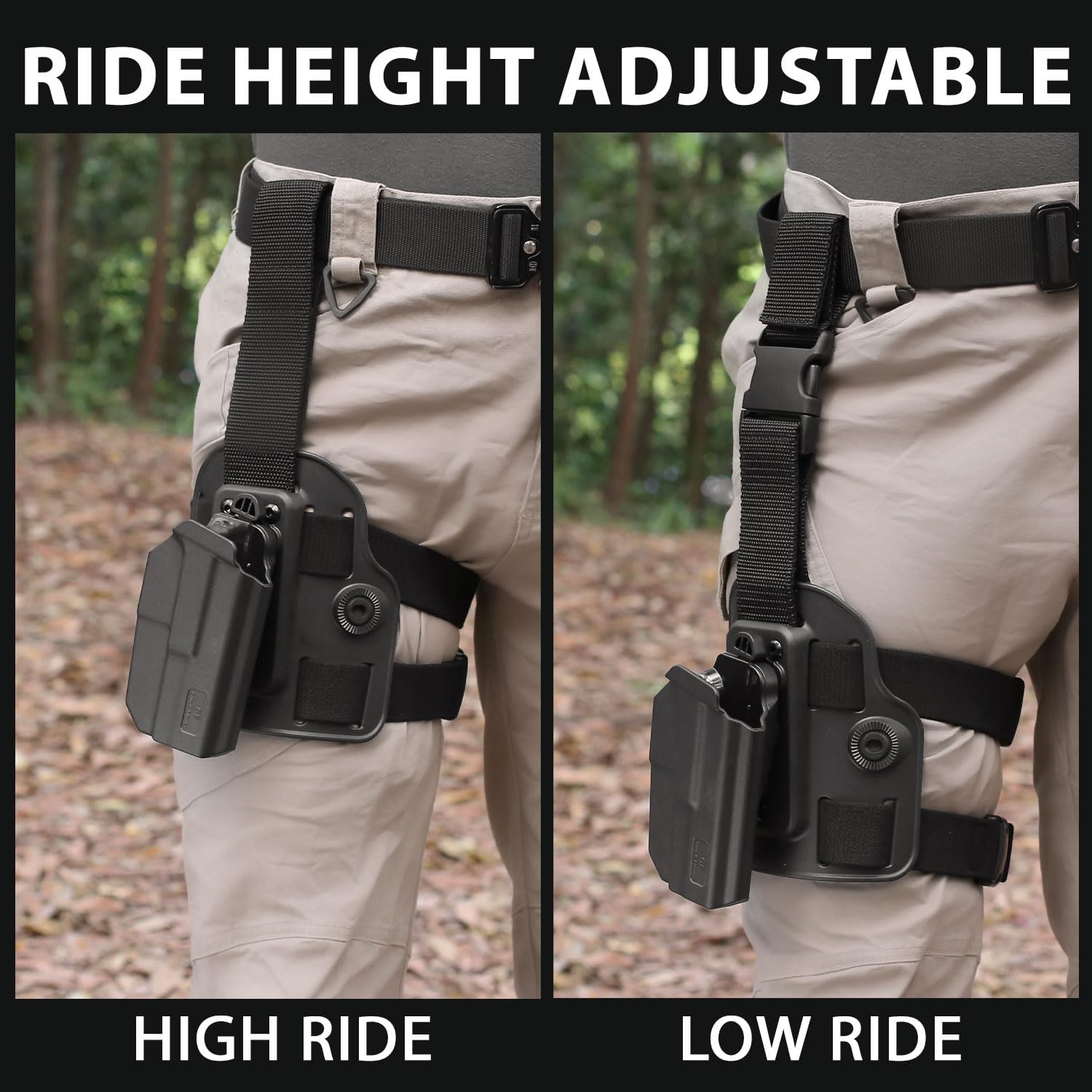 Level II Retention G17 Drop Leg Holster Compatible with G17 (Gen3-4), Not Fit G22/31 Gen5, Polymer Drop Leg Platform Holster, Thumb Release Holster GUN & FLOWER