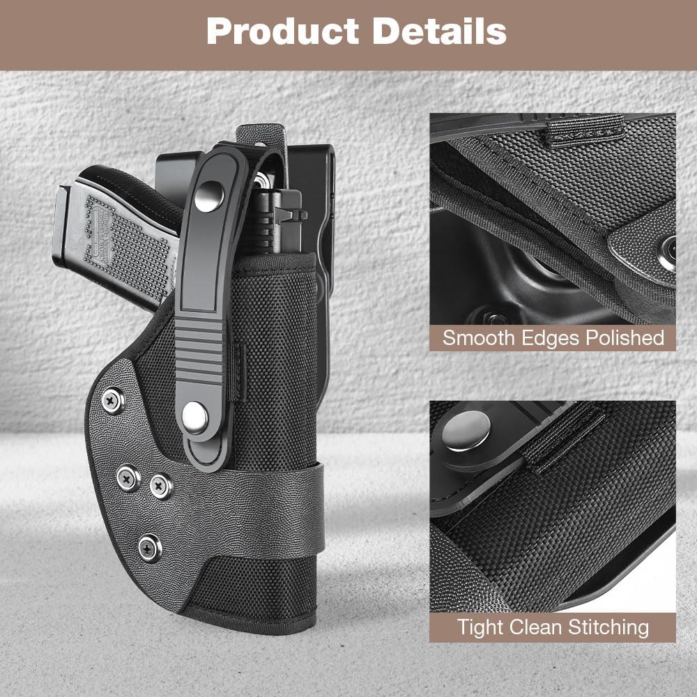 Gun & Flower OWB Nylon PE Level II Holster for Glock 17 19 19x 22 23 31 32 44/45/43/43X/48/Taurus G2C/G3C/Millennium G2 PT111/PT140, S&W M&P Shield 9mm/ M&P Shield M2.0 9mm GUN & FLOWER