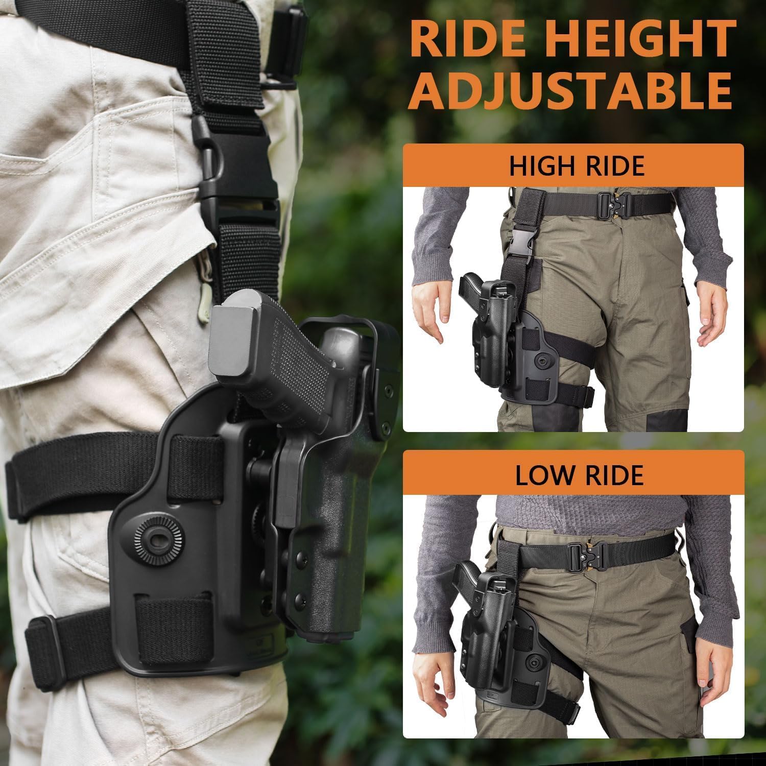 Level II Tactical Drop Leg Holster Compatible with G17 G22 G31 w/ TLR1, Kydex Holster Fits for G17 G22 G31 GUN & FLOWER