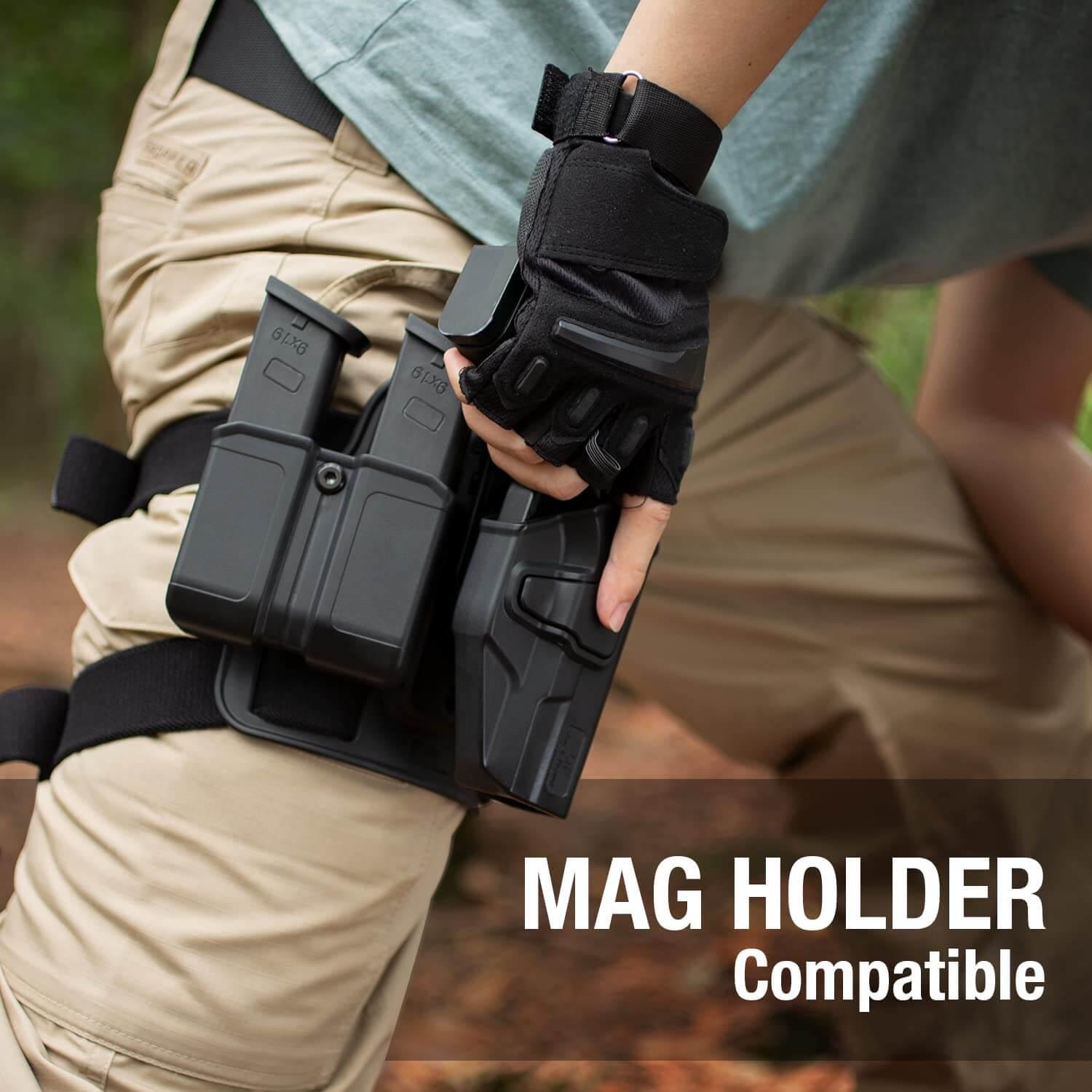 Drop Leg System with OWB Index Finger Release Holster, Fit Smith & Wesson M&P 9mm/.40 M2.0 Full Size 4.25'' and M2.0 Compact 4'', Tactical Thigh Holster, Right Hand | Gun & Flower Gun & Flower