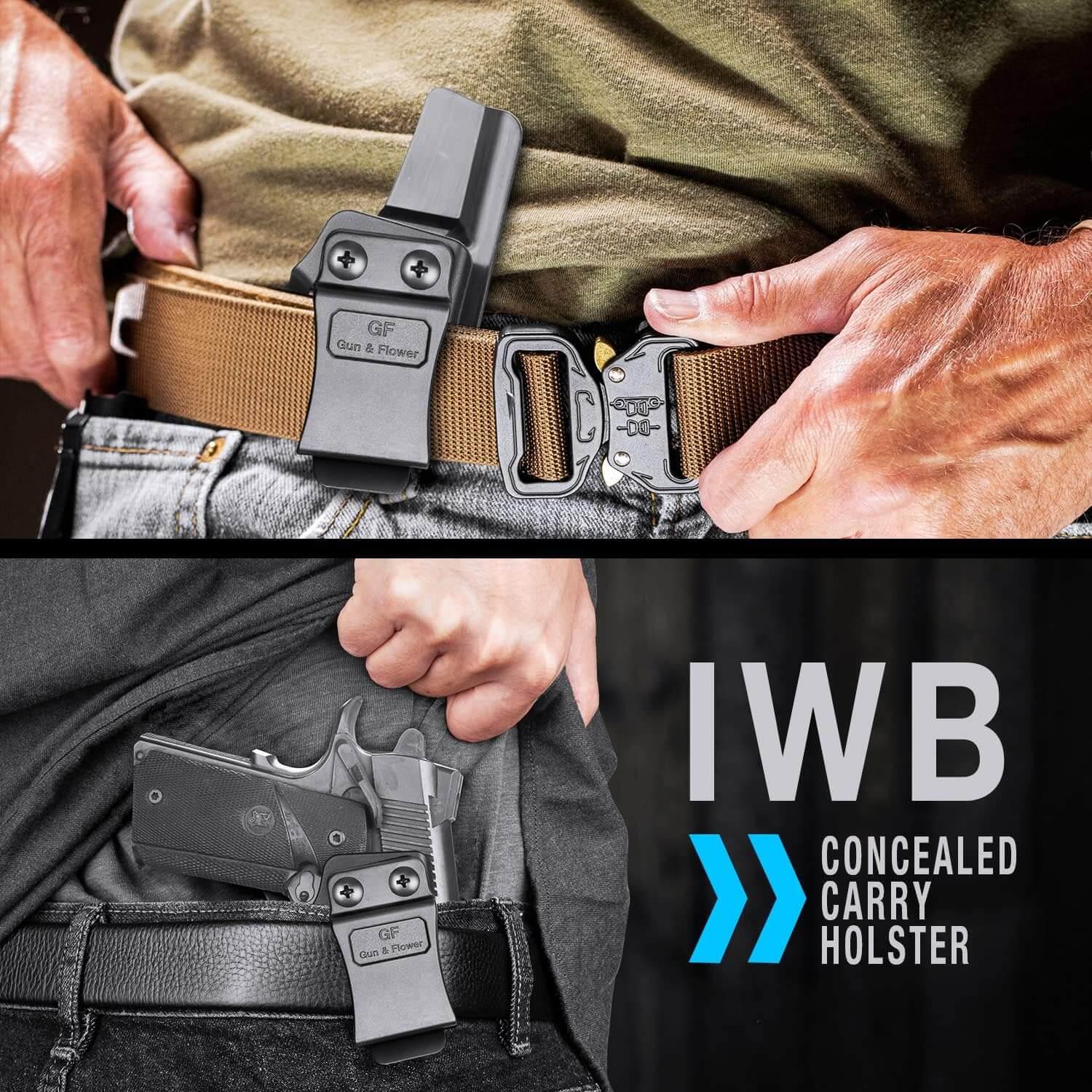1911 5'' and 4'' Barrels Holsters, IWB Concealed Carry Holster for Colt 1911 / Elite Force 1911 / Kimber 1911 / Rock Island Armory 1911 / Springfield 1911 & More, Right Hand Gun & Flower