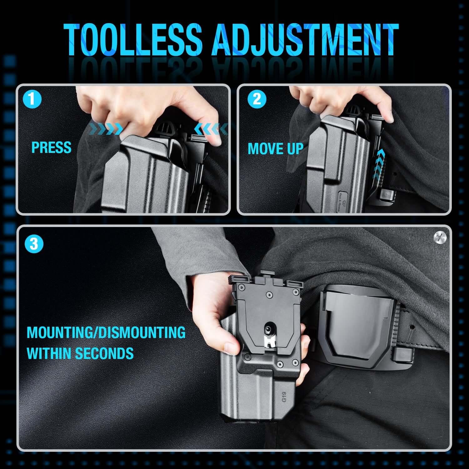 Glock 19 Holster, Level II Retention OWB Holster for Glock19 19X 32 44 45(Gen 3 4 5) 丨Glock23(Gen 3 4), Belt Loop Attachment, Outside Waistband Carry, Thumb Release,right hand|Gun & Flower Gun & Flower