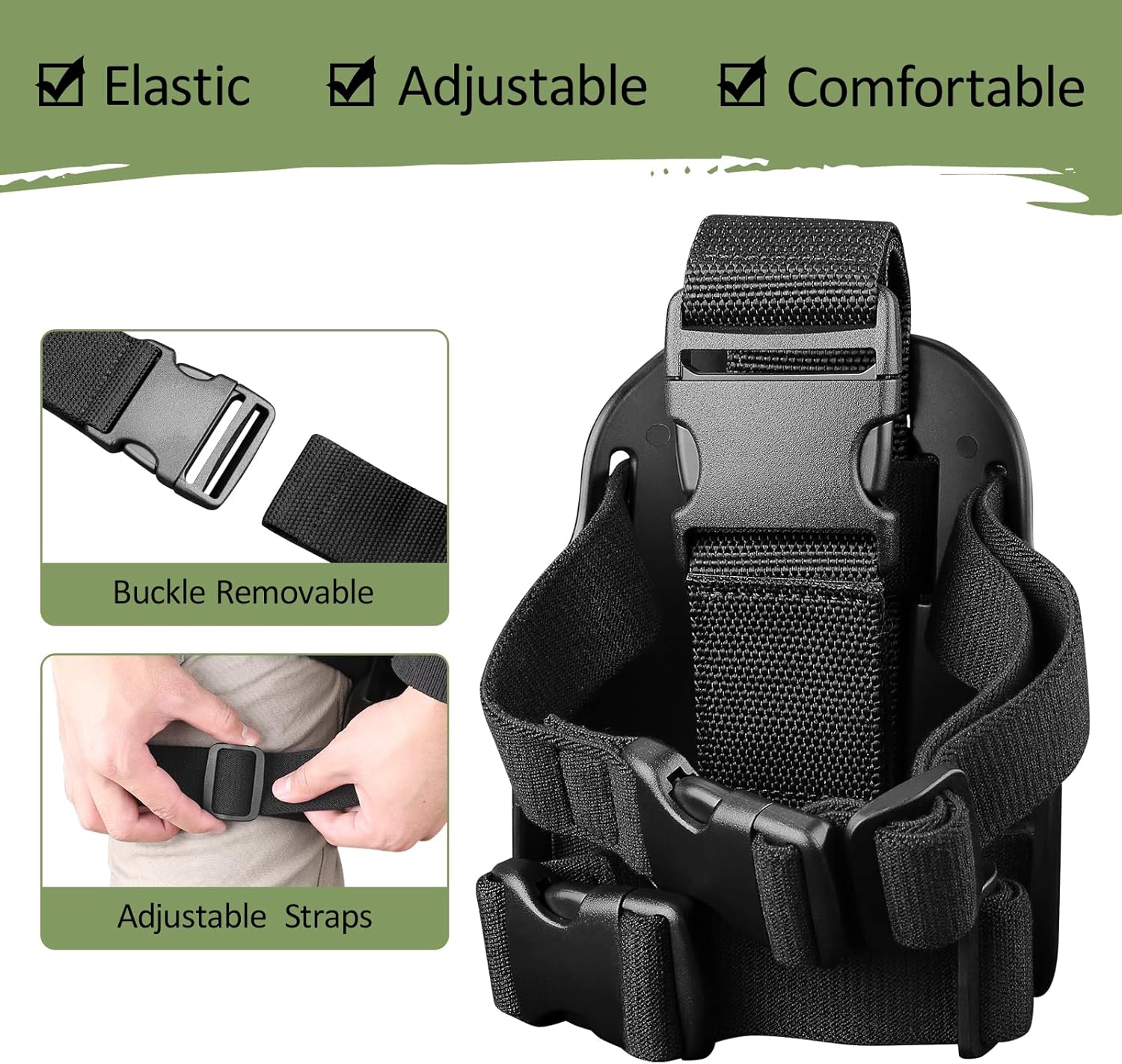 Level III Retention G17 Drop Leg Holster with Single Mag Holder – Fits Glock 17/19 (Gen 3-5), Glock 22/23/31/32 (Gen 3-4), Glock 19X/44/45 – Tactical Thigh Holster Adjustable Right Hand polymerholster