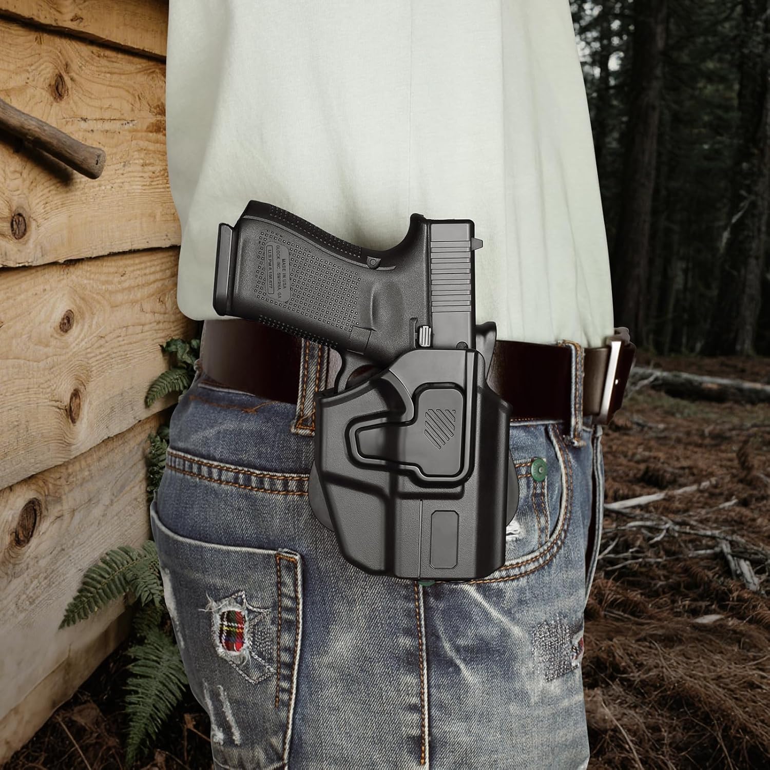 Universal OWB Holster for Compact and Subcompact Pistols, Fit Glock 19/26/43/ 43X/43X Mos, Hellcat pro,Taurus G2C, PSA Dagger Compact and More, Index Finger Release, Right Hand