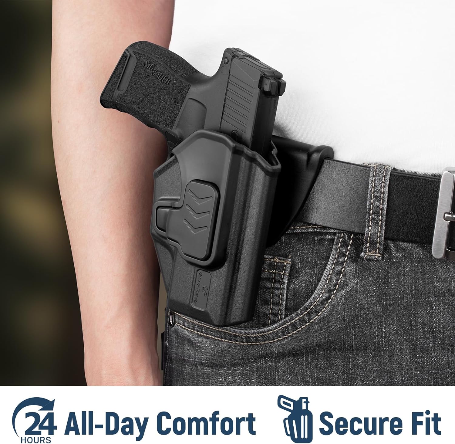 Gun & Flower OWB Paddle Holster with Silicone Backing, Compatible with P 365 / P365X / P365 SAS / P365 .380 ACP, Index Finger Release, 360° Adjustable Paddle, Outside Waistband Carry GUN & FLOWER