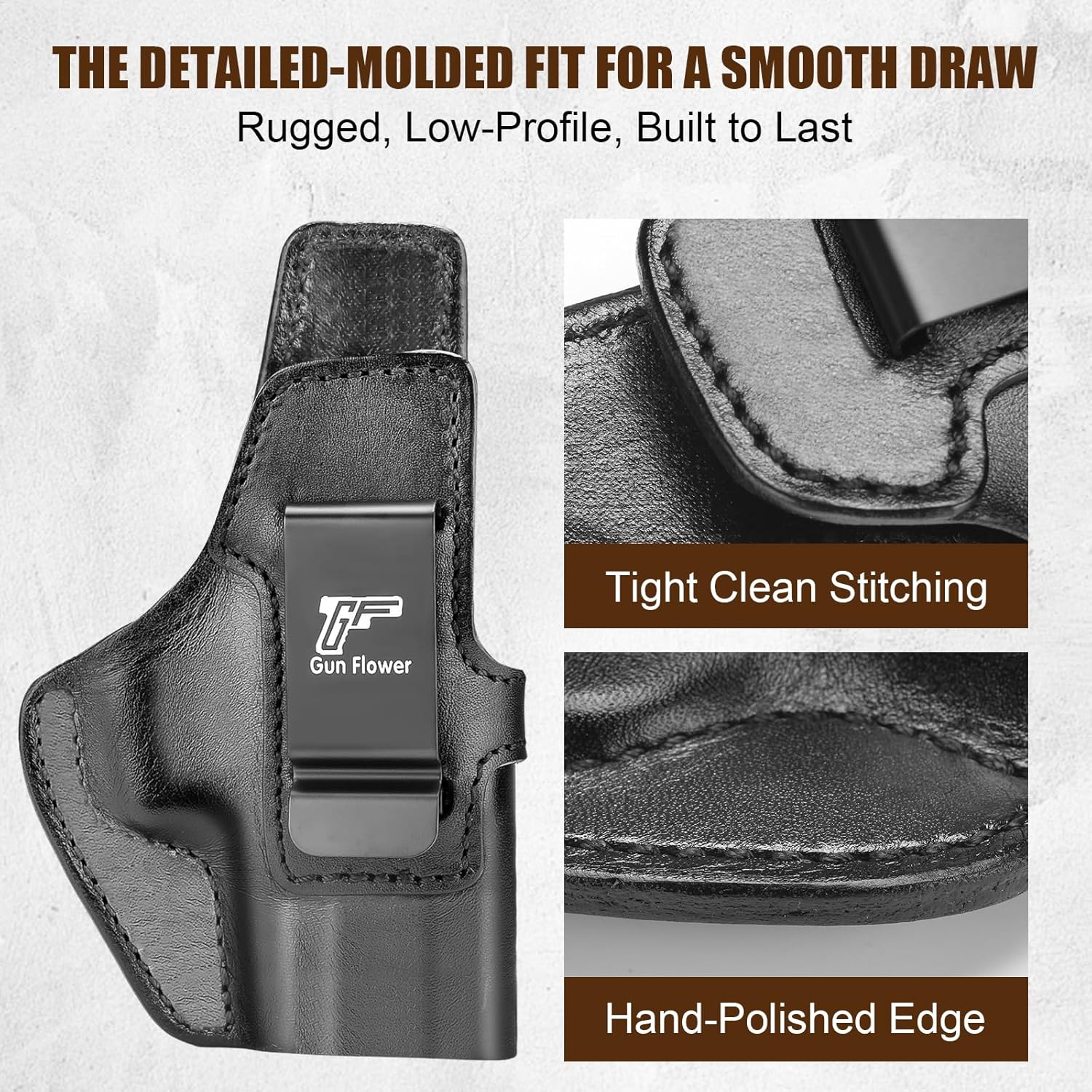 GUN & FLOWER Taurus G3C/G2C IWB Leather Holster - Premium Leather, Optic Cut & Appendix Concealed Carry, Fits 1.5"-1.75" Belts, Right Hand for G3C Toro/TX22 Compact/PT111/PT140 G2 GUN & FLOWER