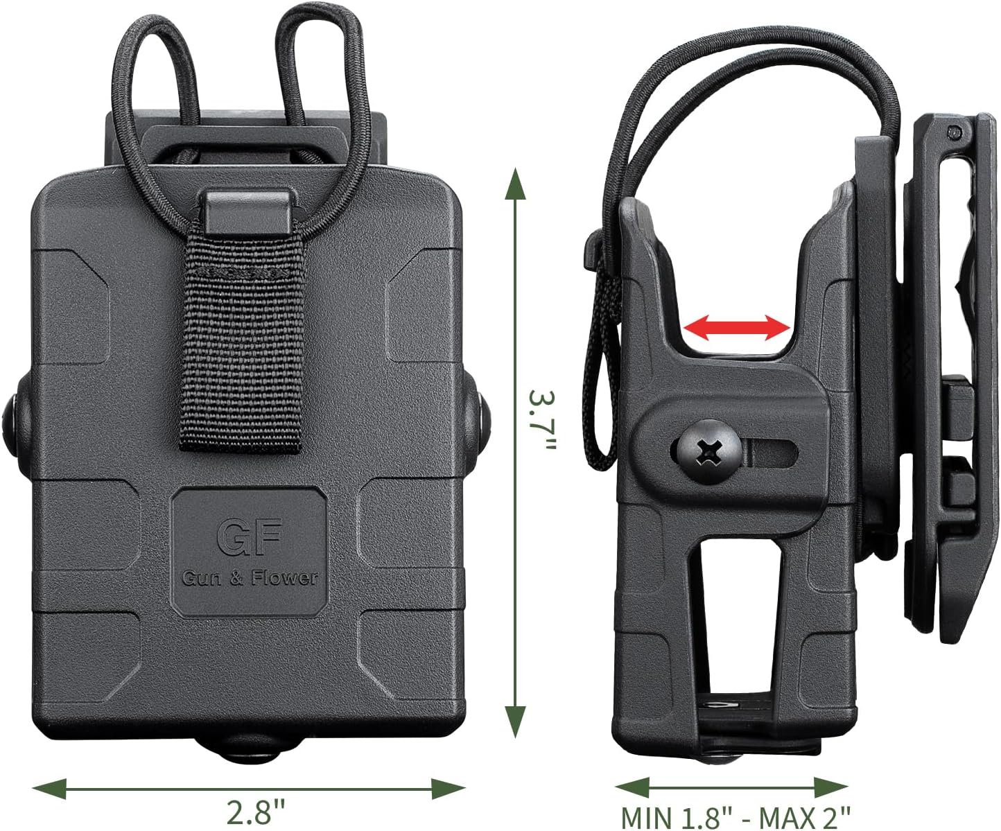 GUN & FLOWER Belt Clip – Durable Black for Secure Fit, Radios, Easy Attachment for Tactical, Outdoor, and Work Use polymerholster