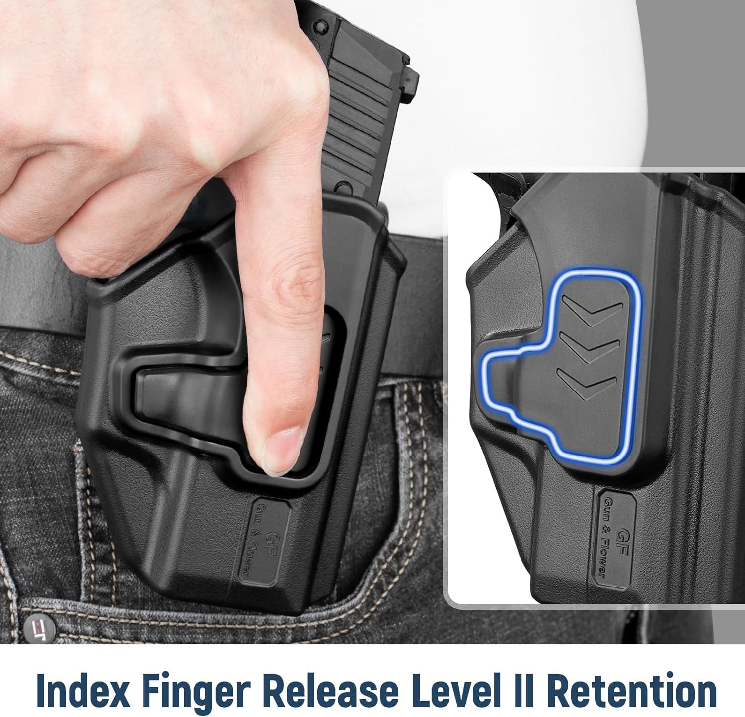 Gun & Flower OWB Paddle Holster with Silicone Backing, Compatible with P 365 / P365X / P365 SAS / P365 .380 ACP, Index Finger Release, 360° Adjustable Paddle, Outside Waistband Carry GUN & FLOWER